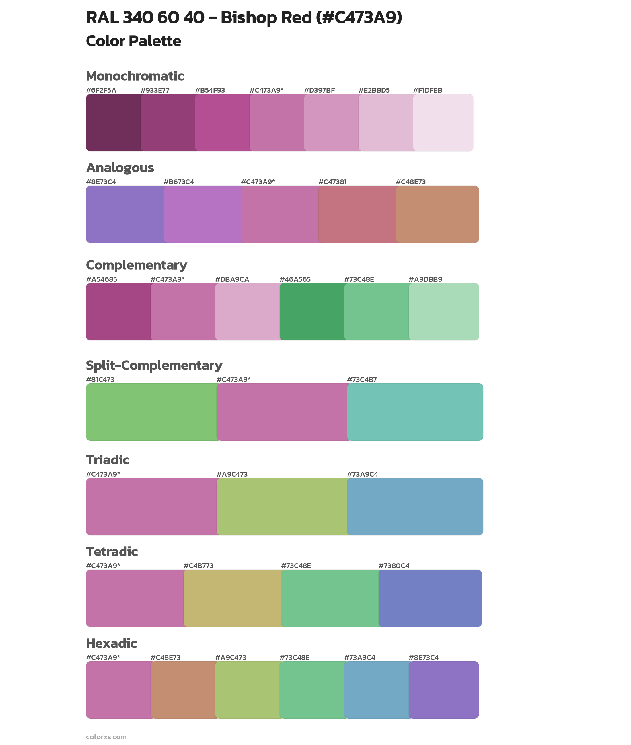 RAL 340 60 40 - Bishop Red Color Scheme Palettes