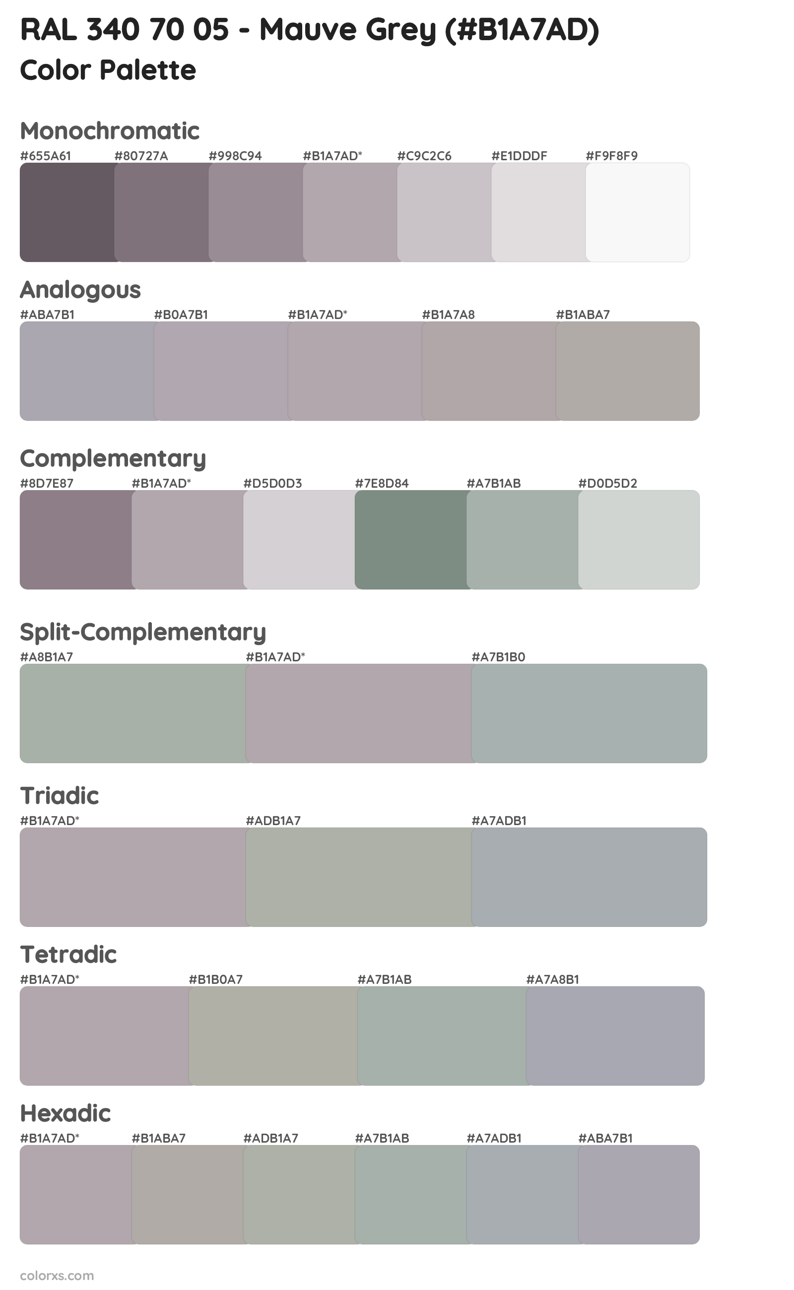 RAL 340 70 05 - Mauve Grey color palettes and color scheme combinations 