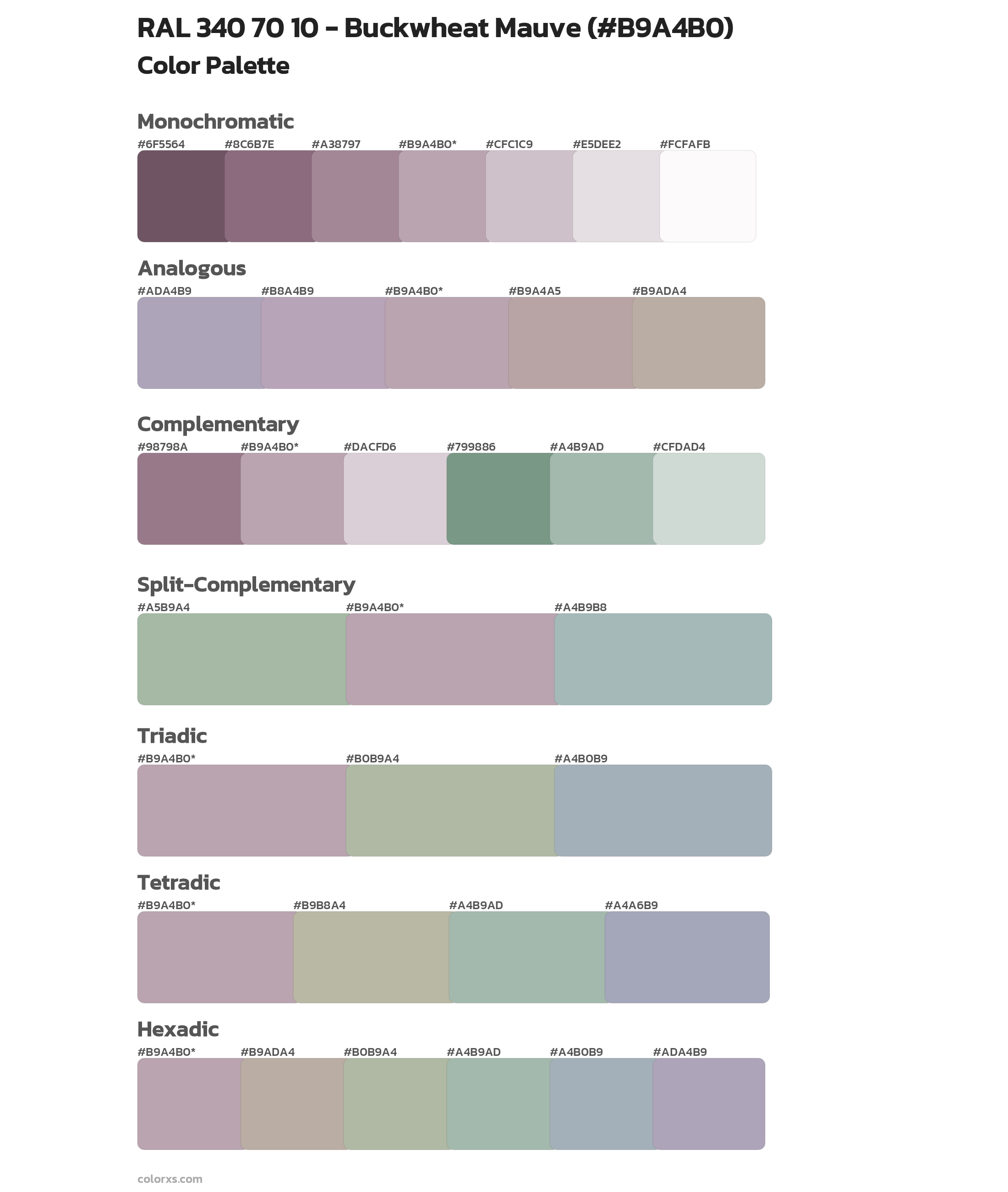 RAL 340 70 10 - Buckwheat Mauve Color Scheme Palettes