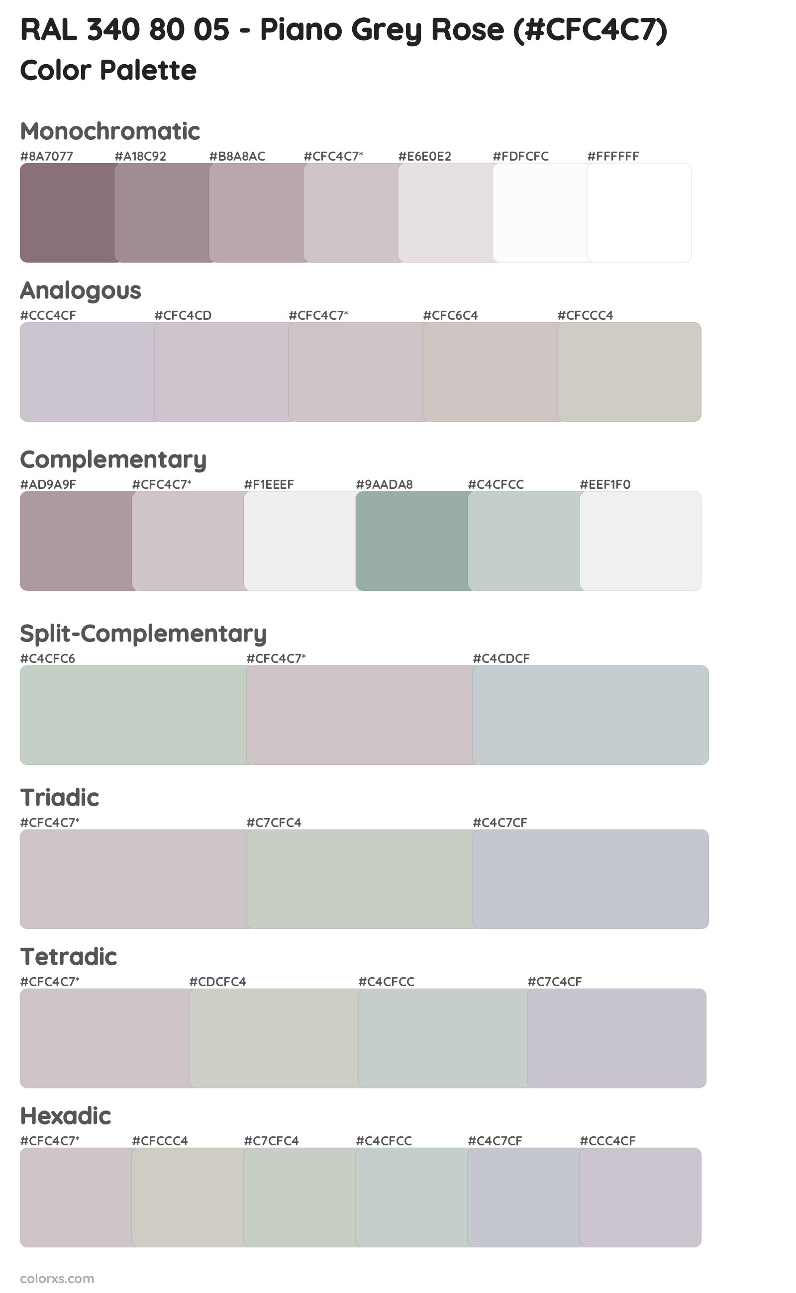RAL 340 80 05 - Piano Grey Rose Color Scheme Palettes