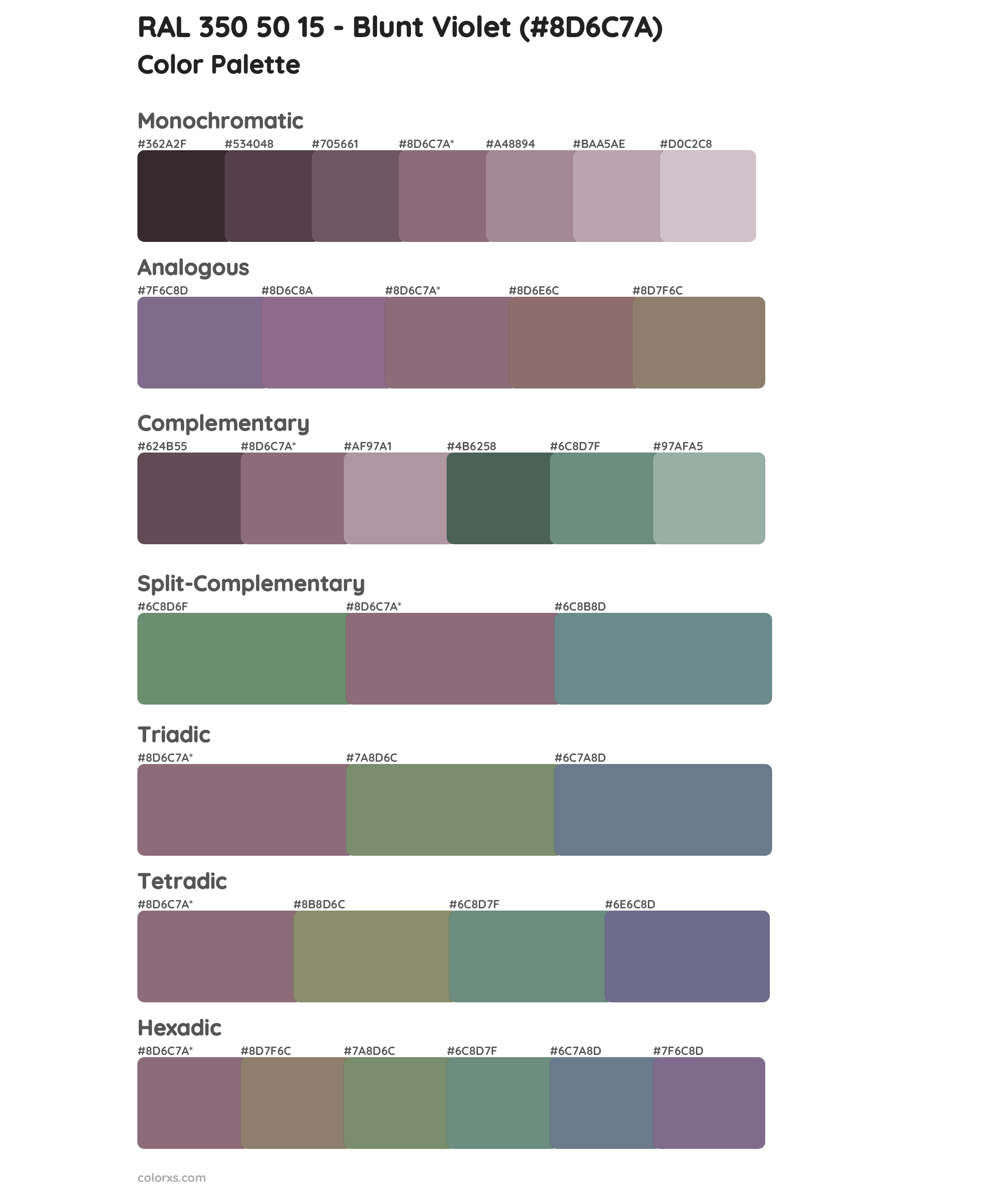 RAL 350 50 15 - Blunt Violet Color Scheme Palettes