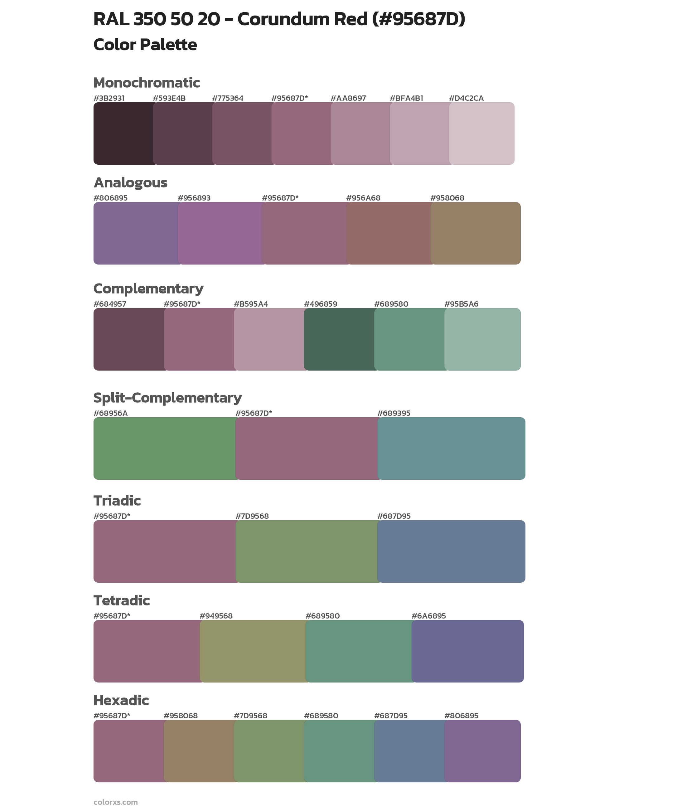 RAL 350 50 20 - Corundum Red Color Scheme Palettes