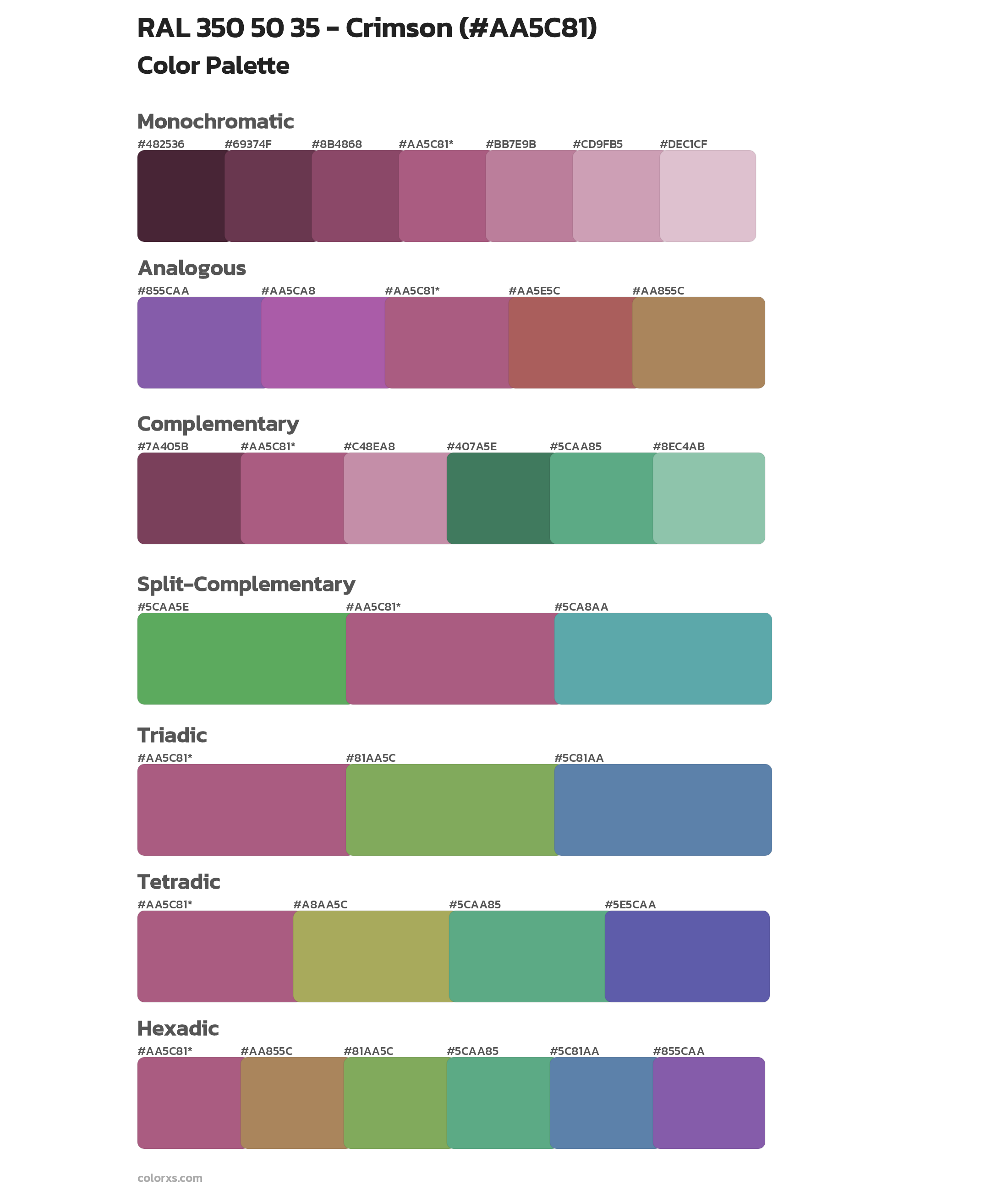 RAL 350 50 35 - Crimson Color Scheme Palettes