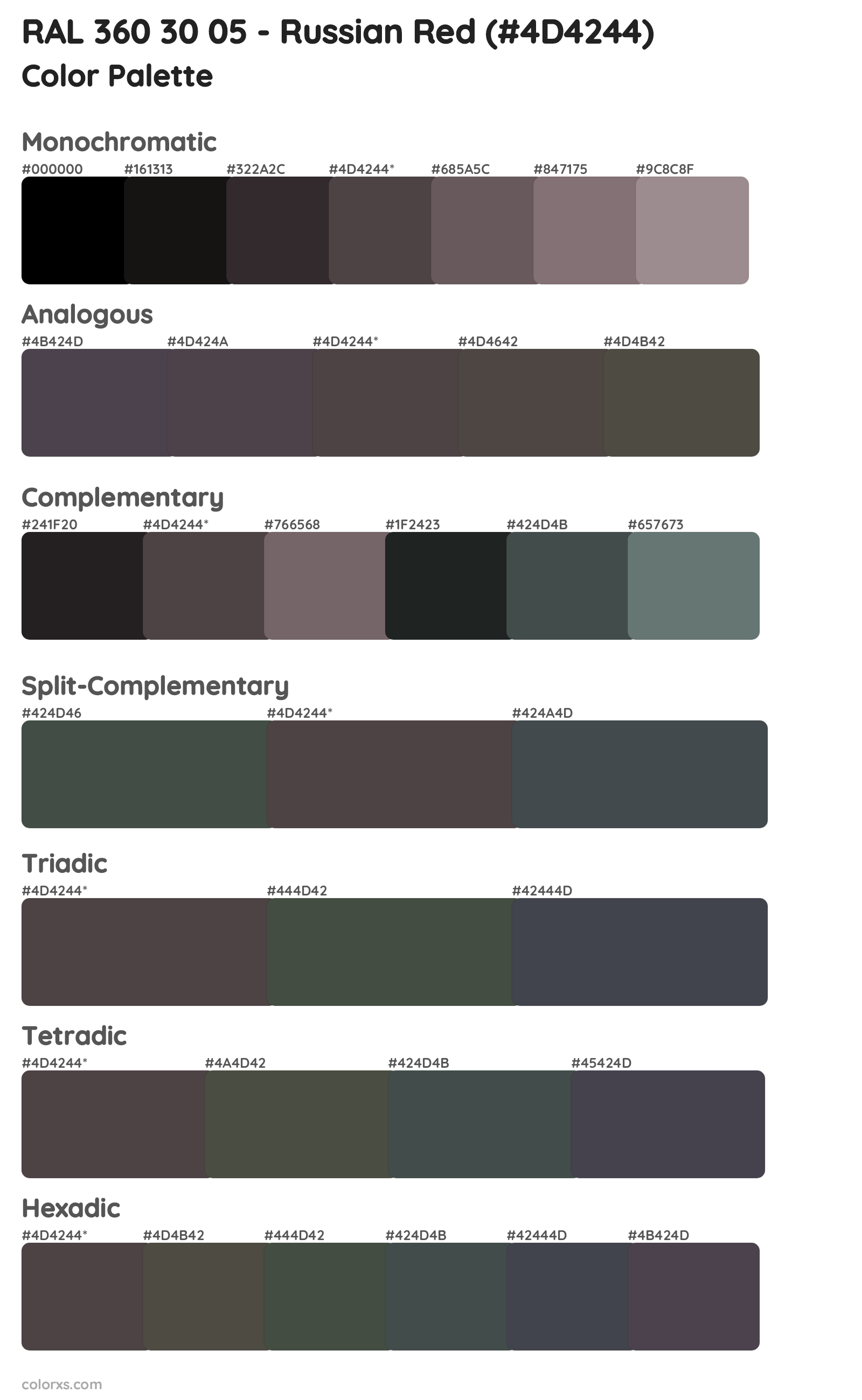RAL 360 30 05 - Russian Red Color Scheme Palettes
