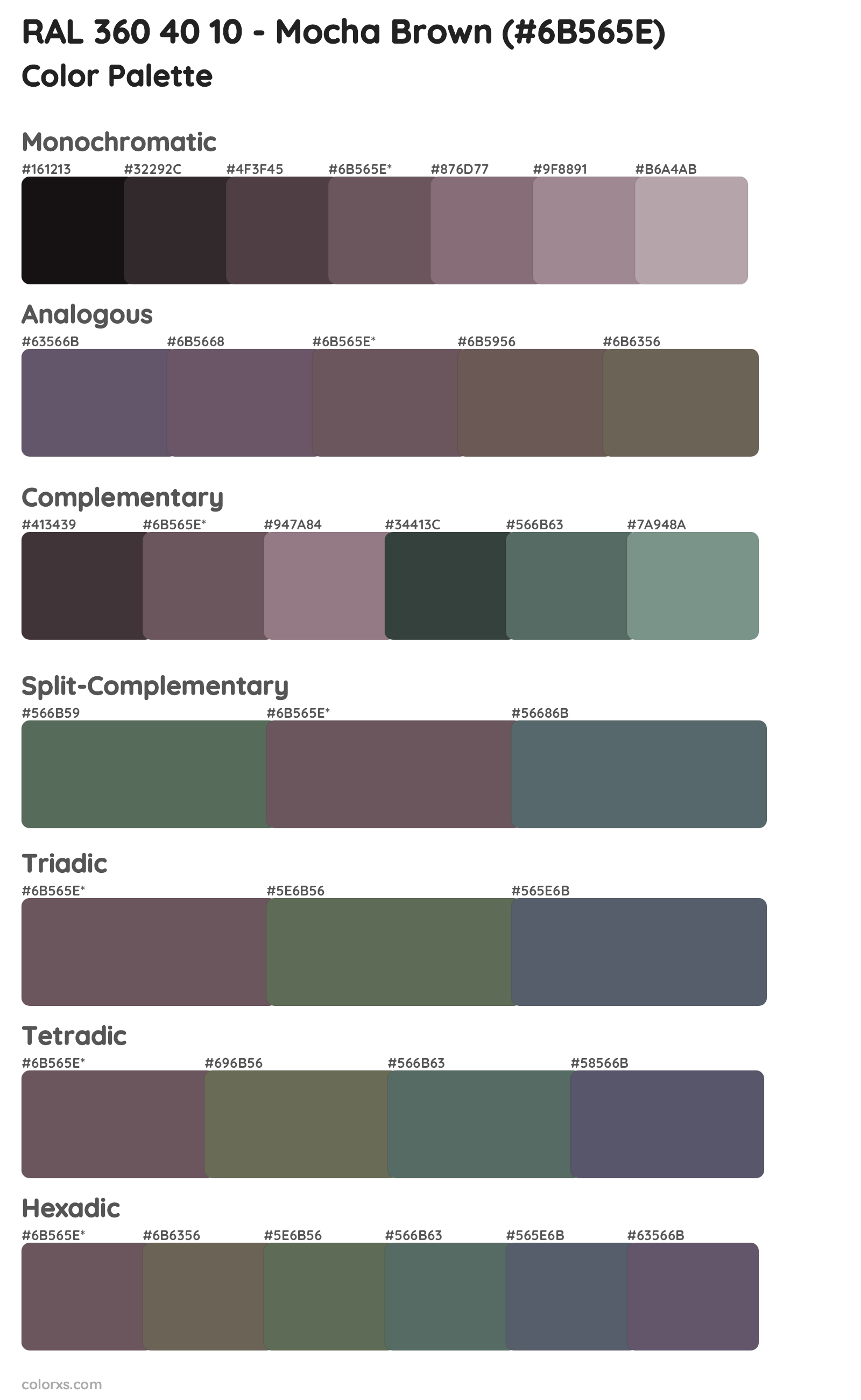 RAL 360 40 10 - Mocha Brown Color Scheme Palettes