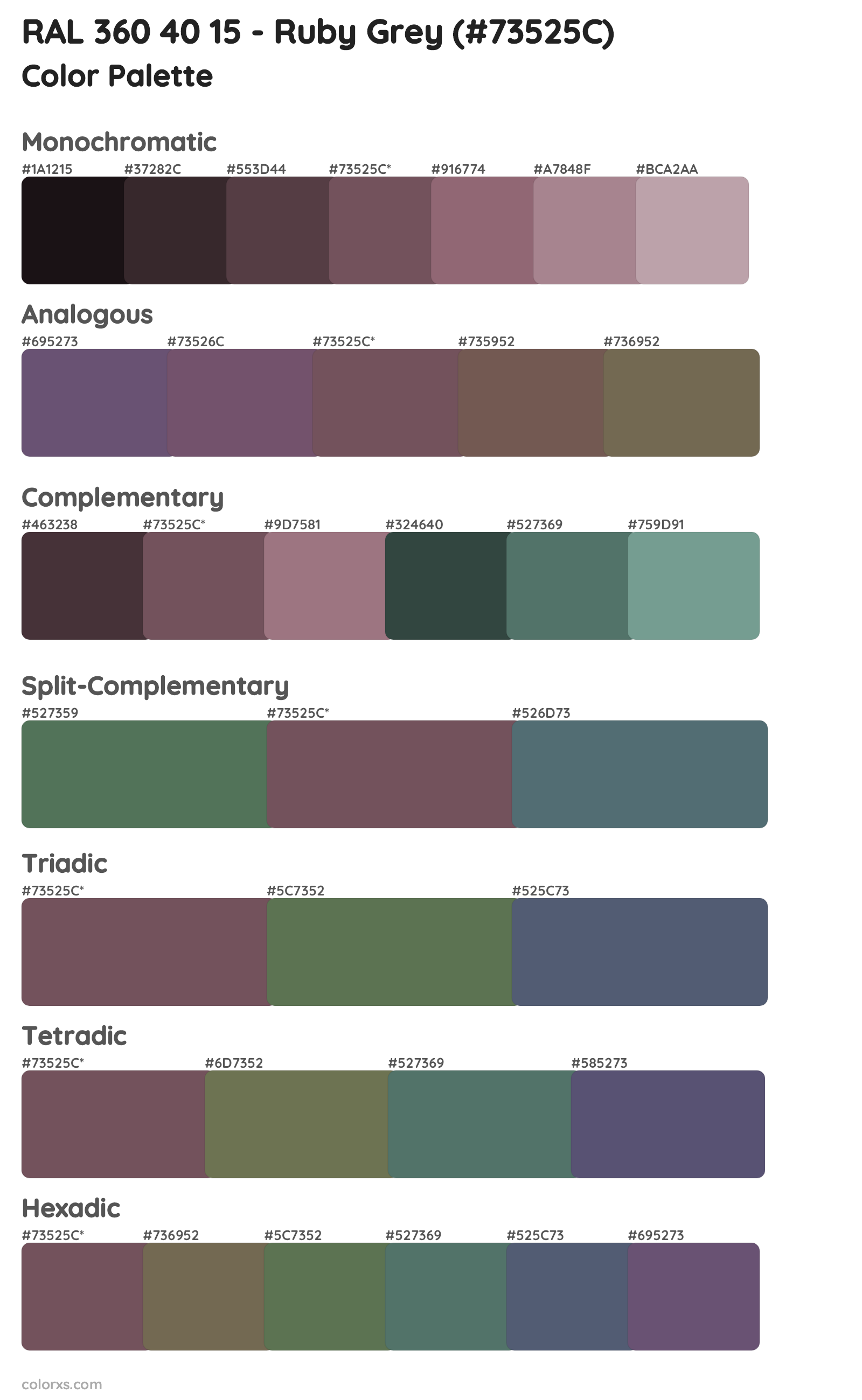 RAL 360 40 15 - Ruby Grey Color Scheme Palettes