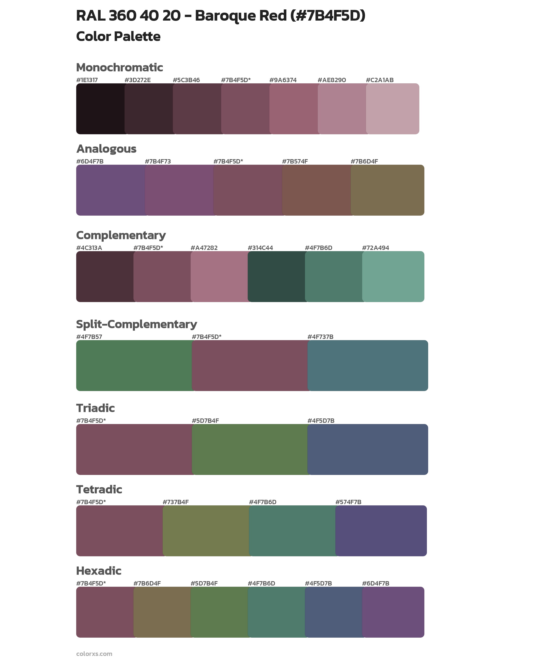 RAL 360 40 20 - Baroque Red Color Scheme Palettes