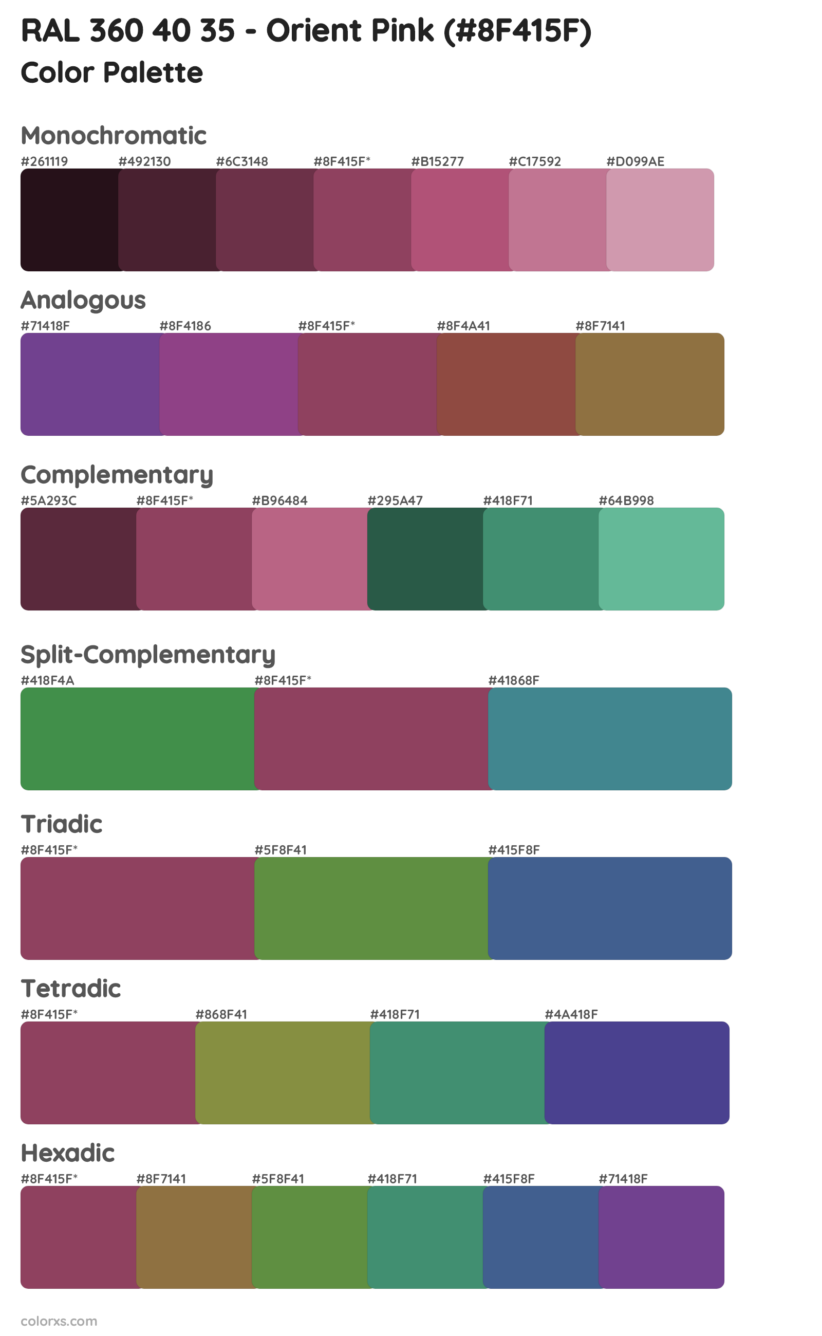 RAL 360 40 35 - Orient Pink Color Scheme Palettes
