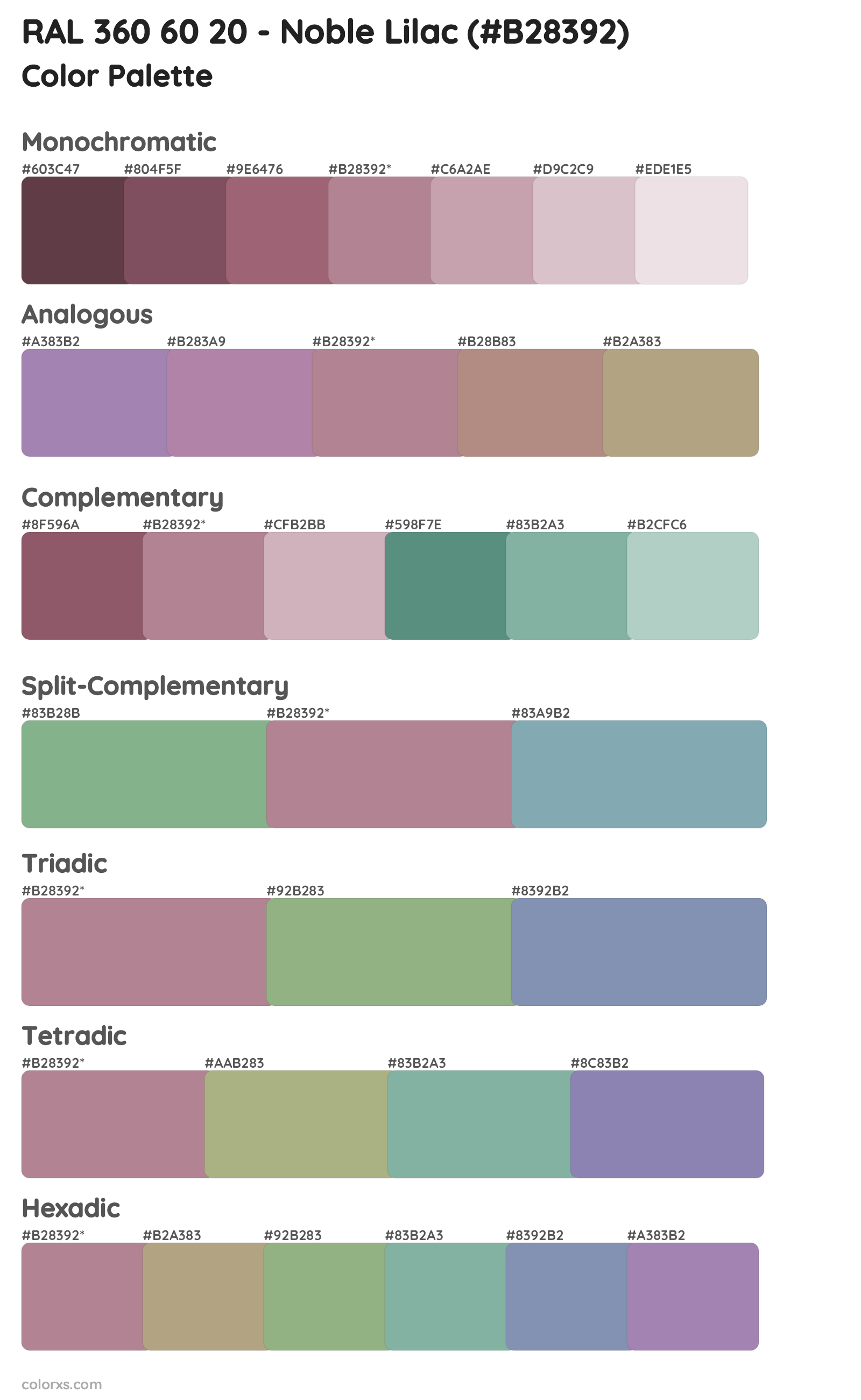 RAL 360 60 20 - Noble Lilac Color Scheme Palettes