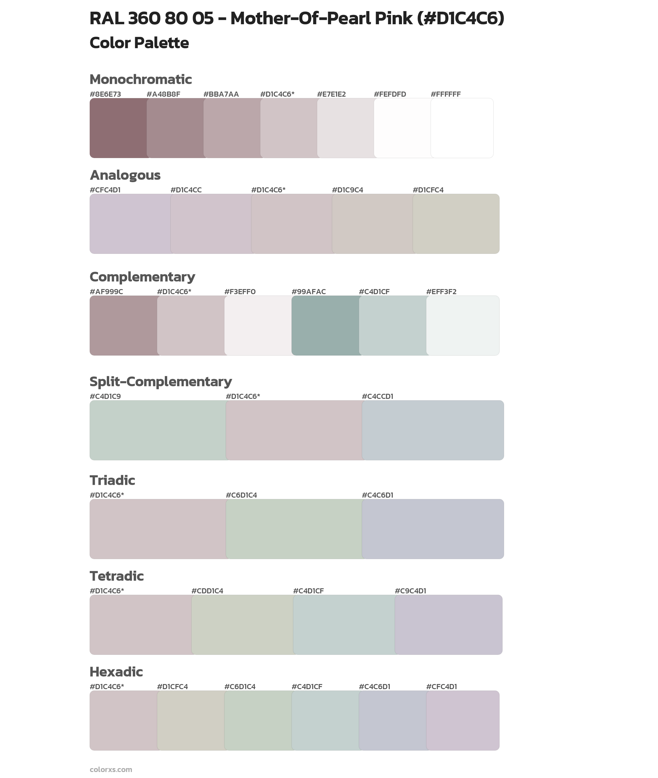 RAL 360 80 05 - Mother-Of-Pearl Pink Color Scheme Palettes