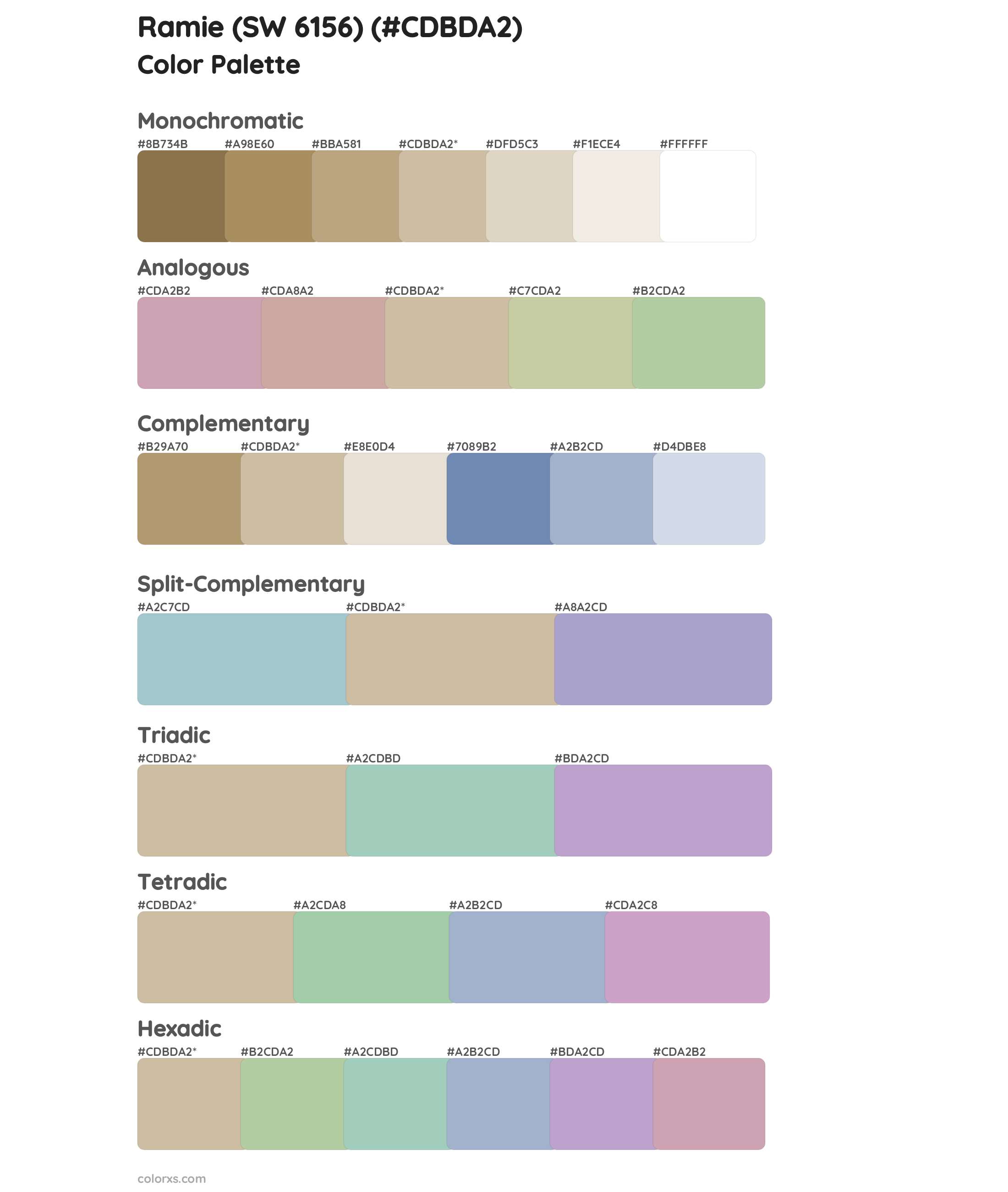 Ramie (SW 6156) Color Scheme Palettes