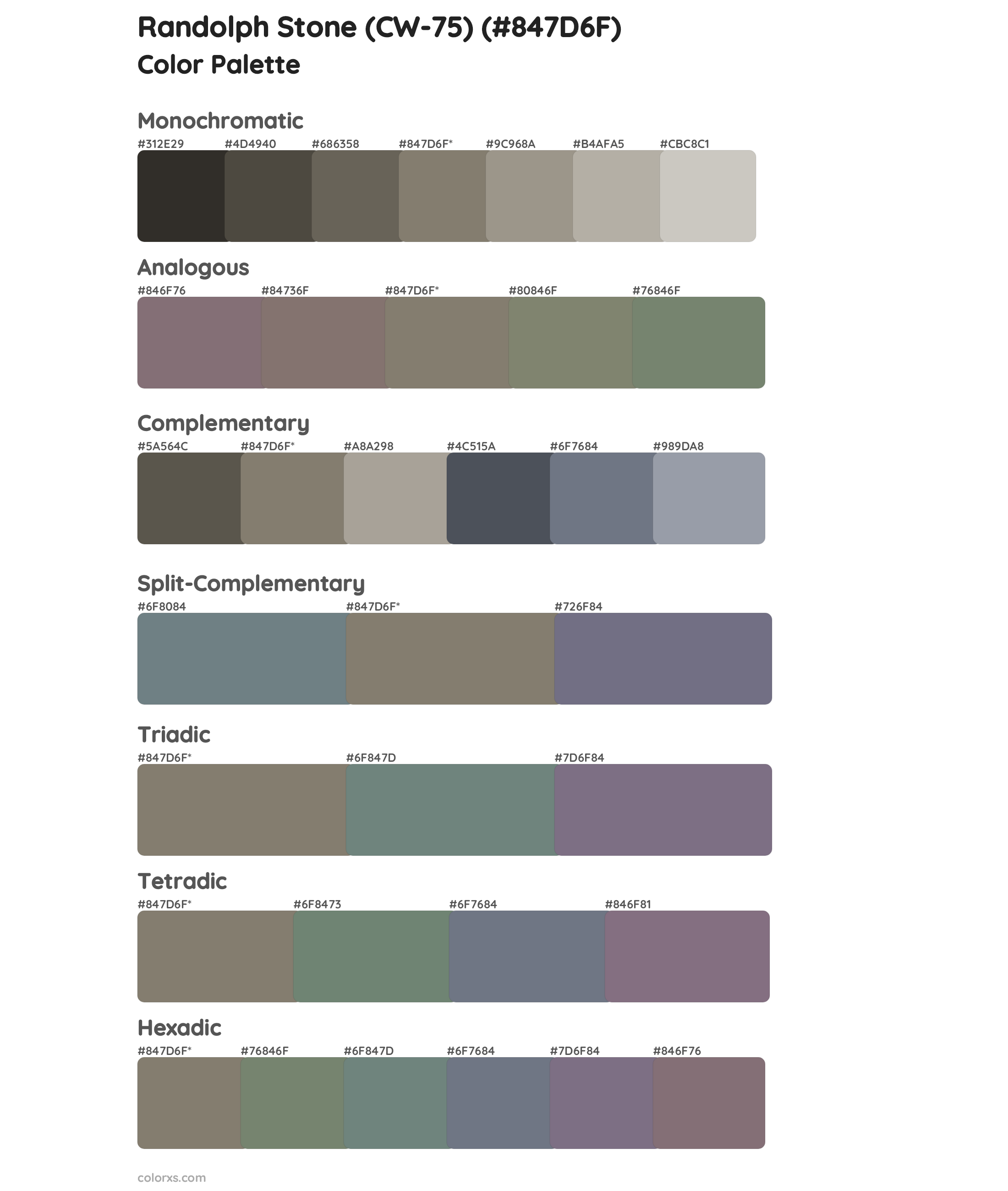 Randolph Stone (CW-75) Color Scheme Palettes