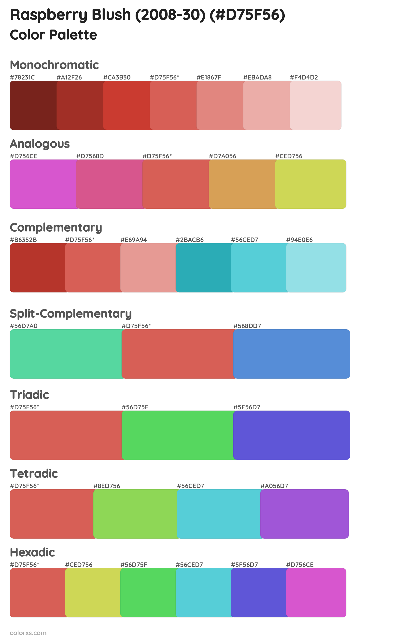 Raspberry Blush (2008-30) Color Scheme Palettes