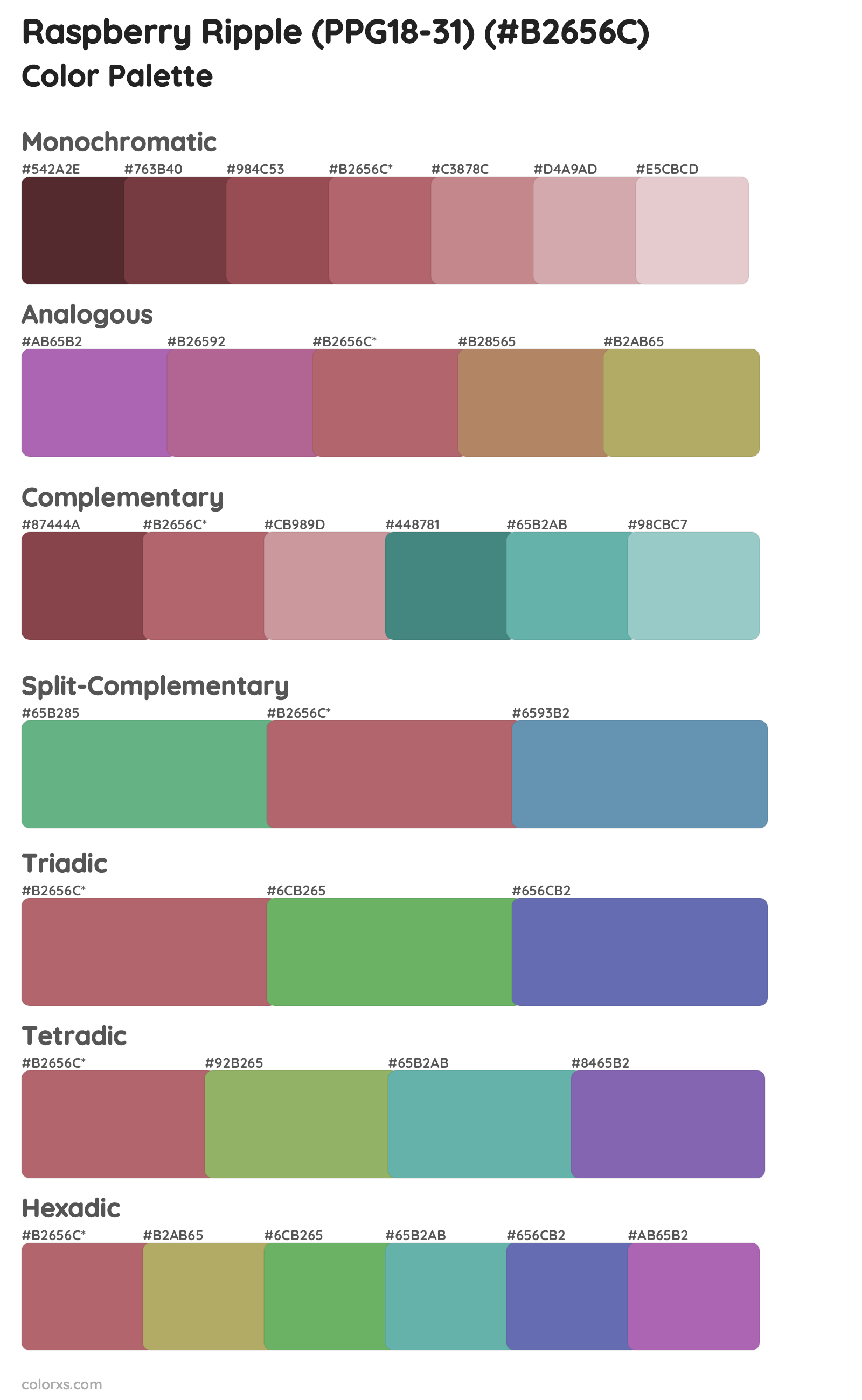 Raspberry Ripple (PPG18-31) Color Scheme Palettes
