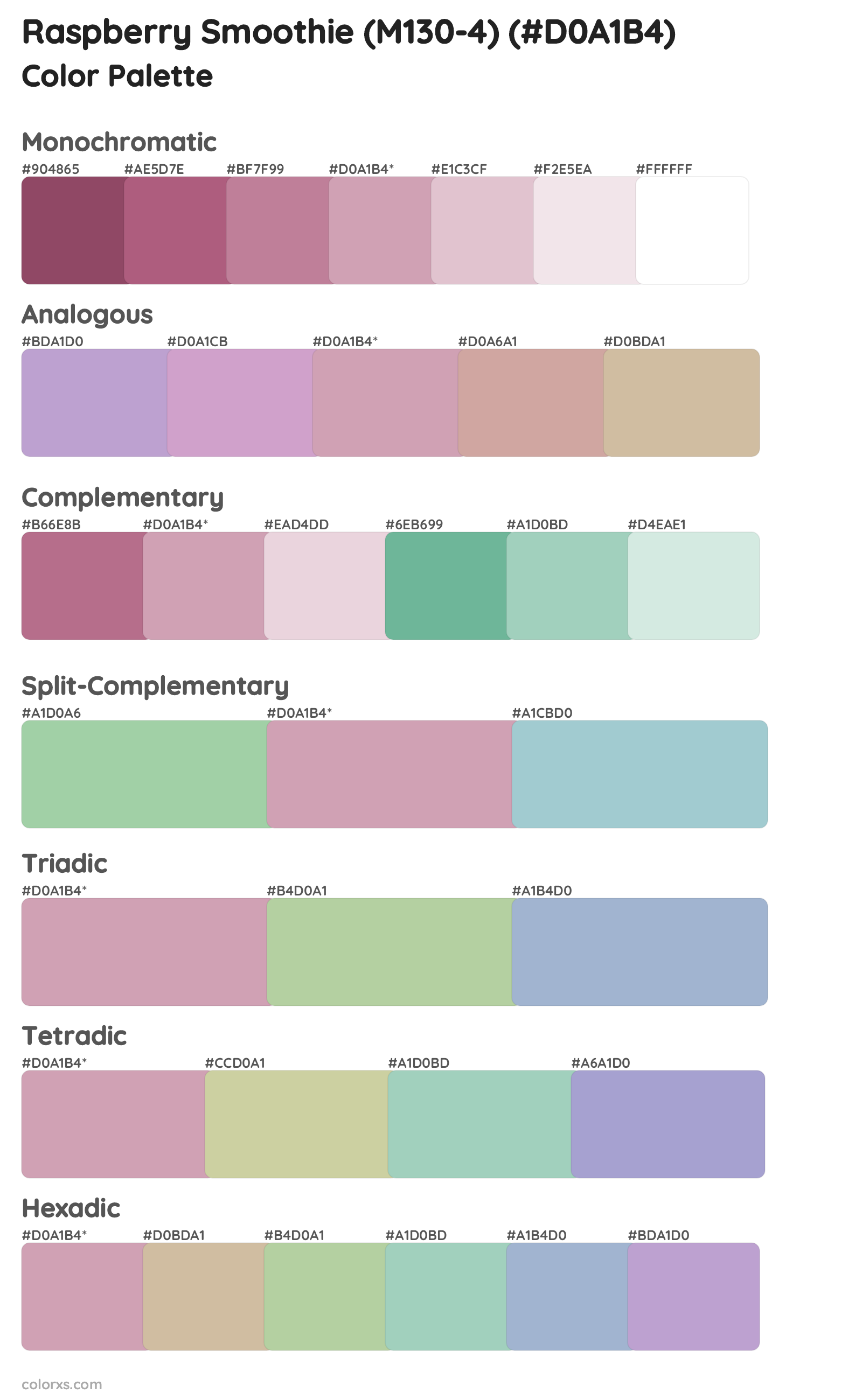 Raspberry Smoothie (M130-4) Color Scheme Palettes