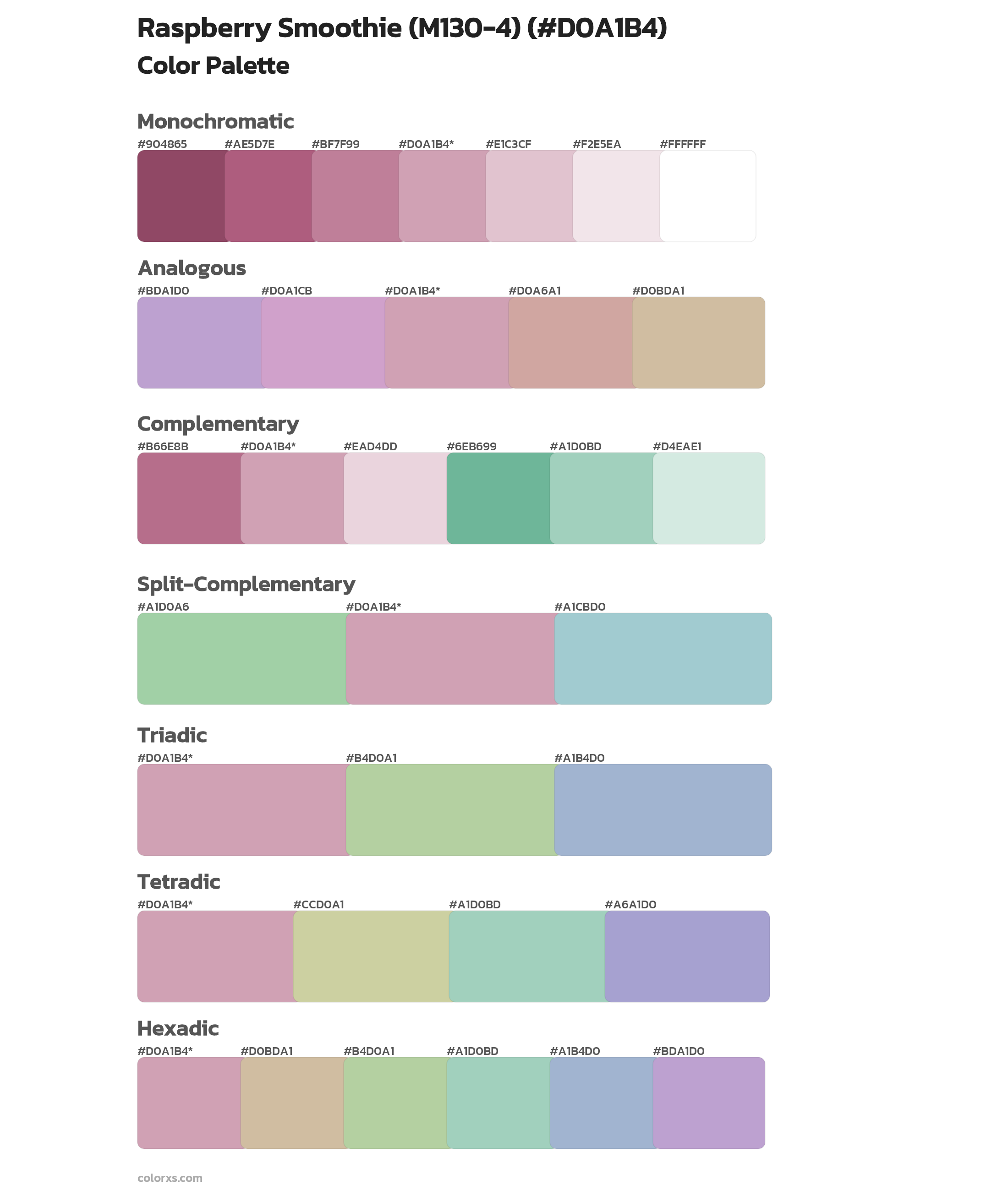 Raspberry Smoothie (M130-4) Color Scheme Palettes