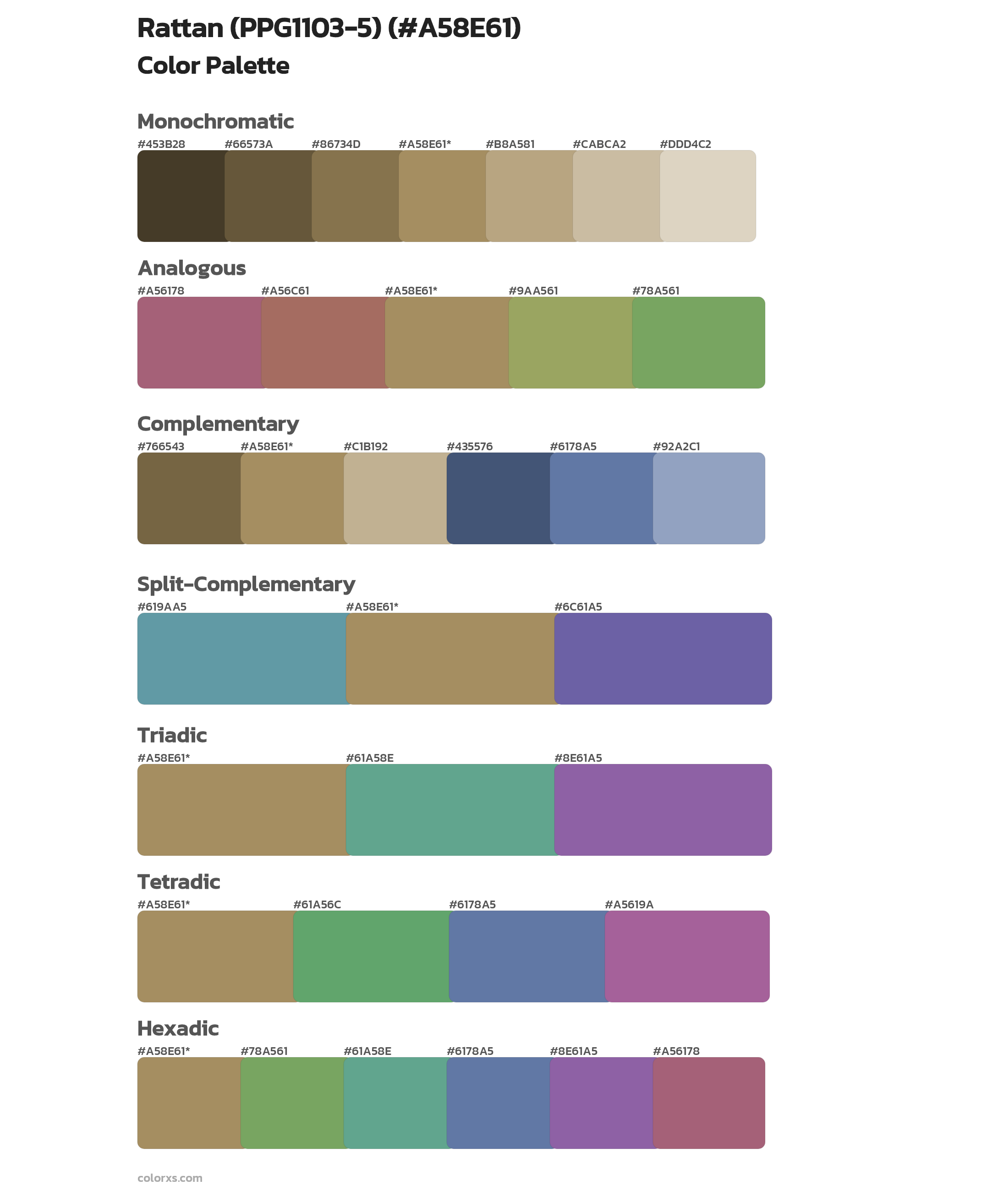 Rattan (PPG1103-5) Color Scheme Palettes