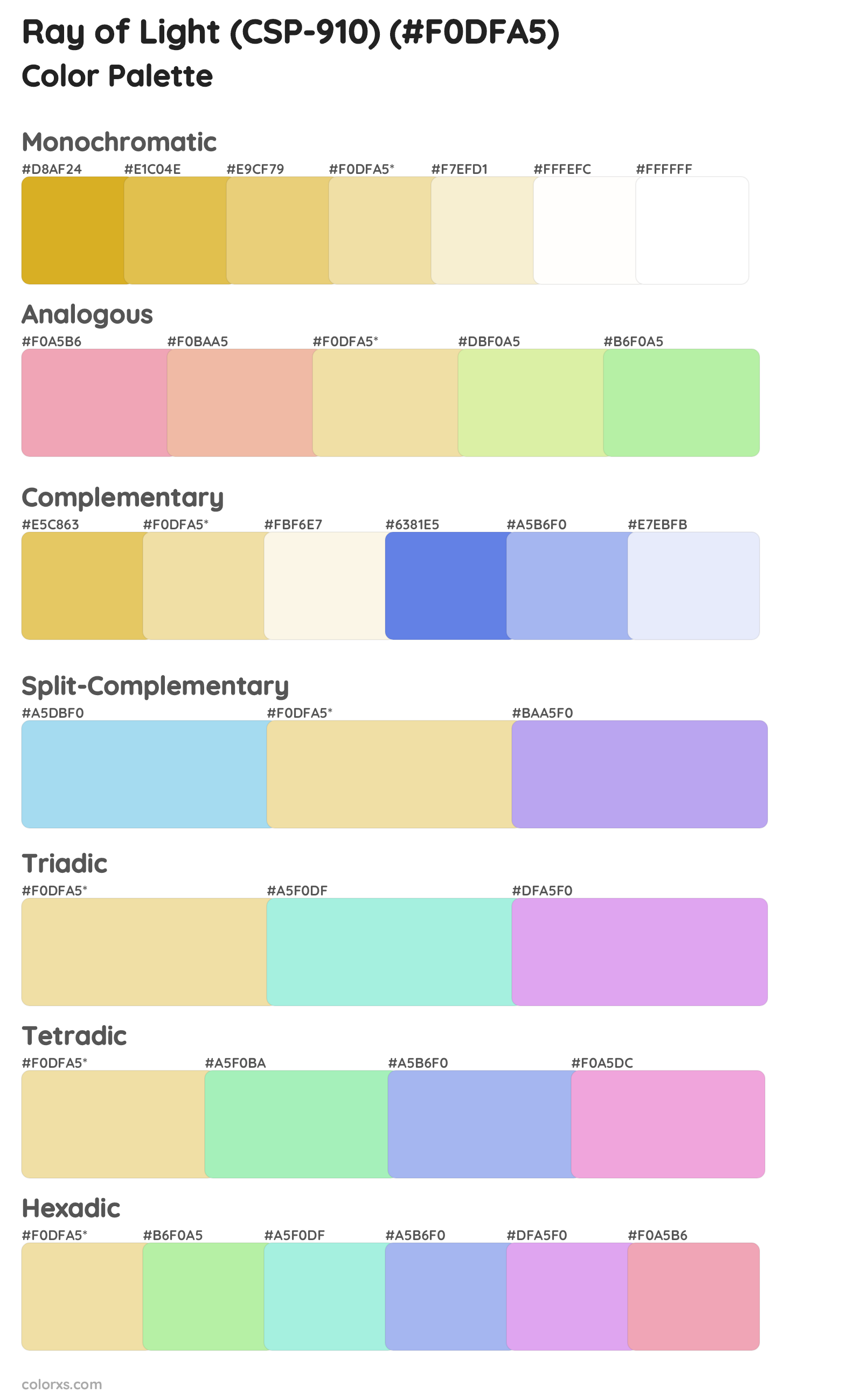 Ray of Light (CSP-910) Color Scheme Palettes
