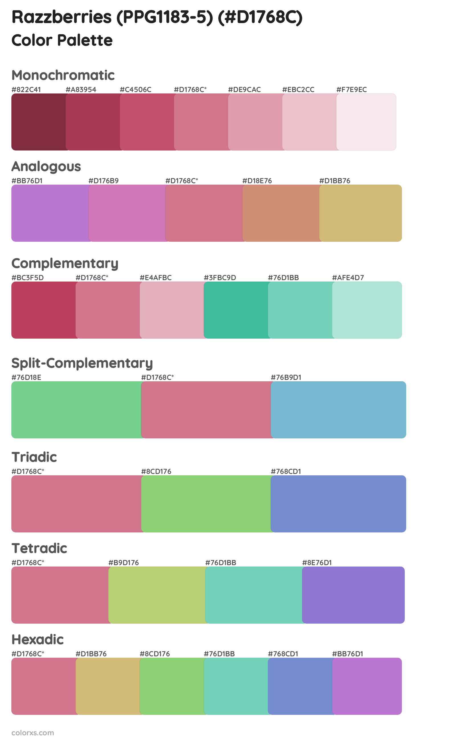 Razzberries (PPG1183-5) Color Scheme Palettes