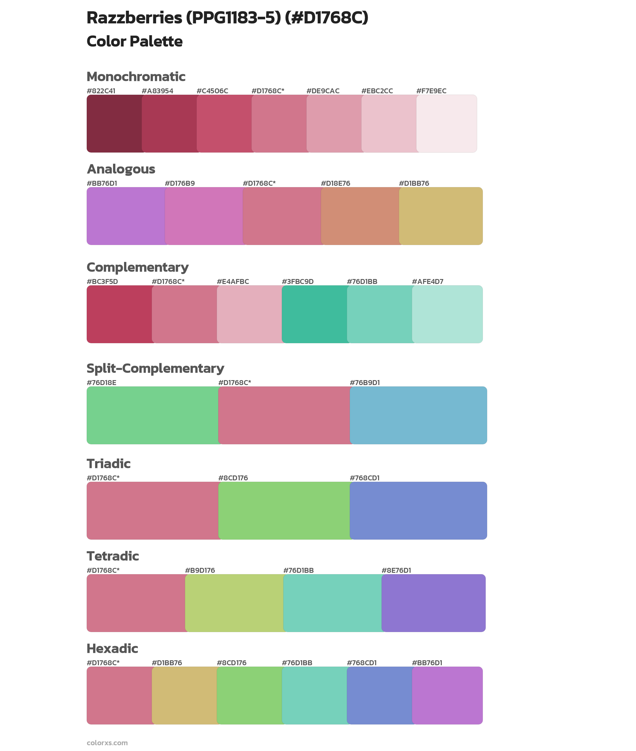 Razzberries (PPG1183-5) Color Scheme Palettes
