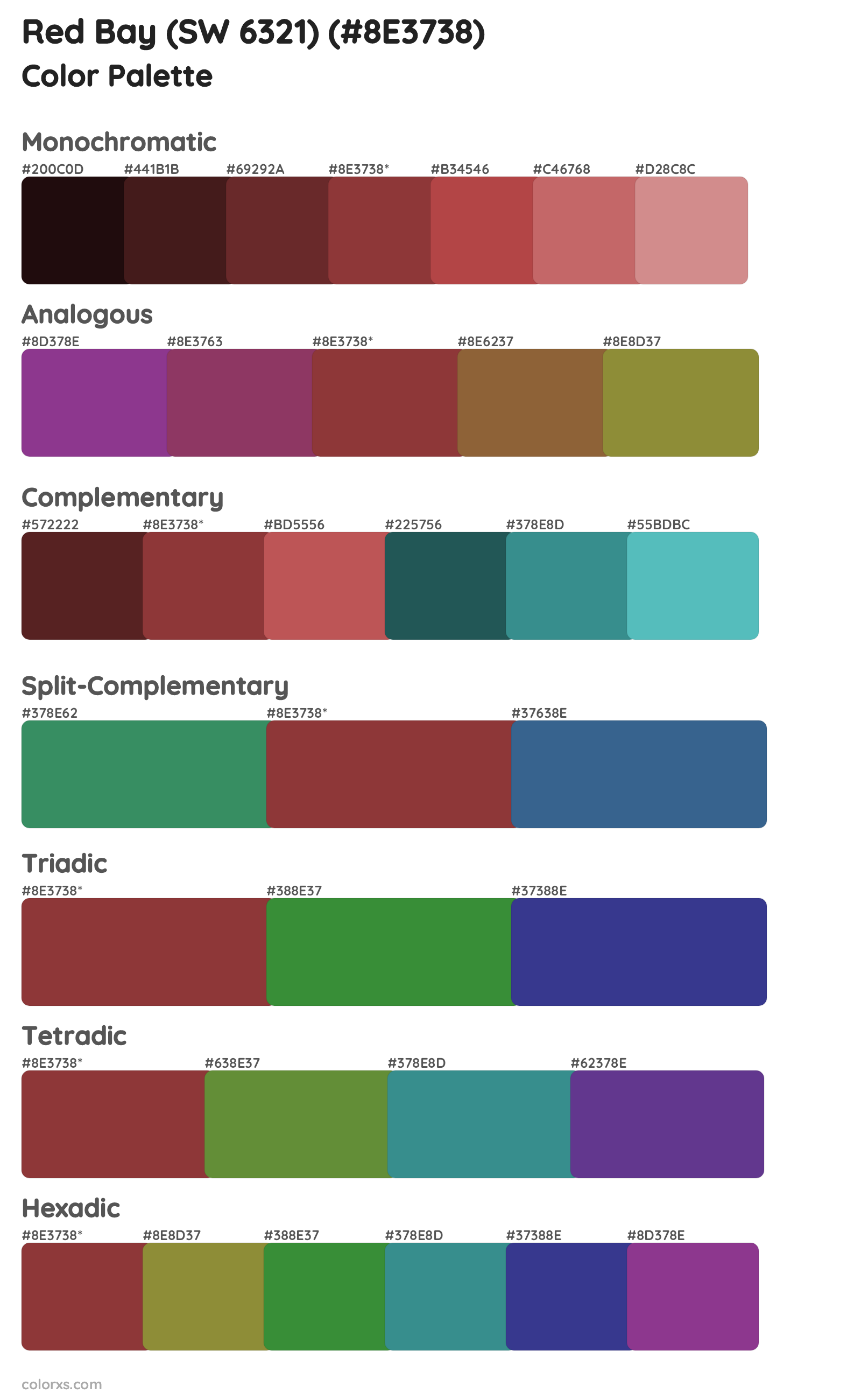 Red Bay (SW 6321) Color Scheme Palettes