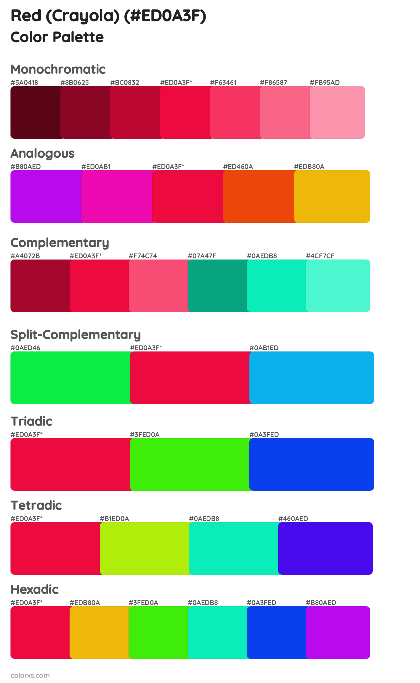 Red (Crayola) Color Scheme Palettes