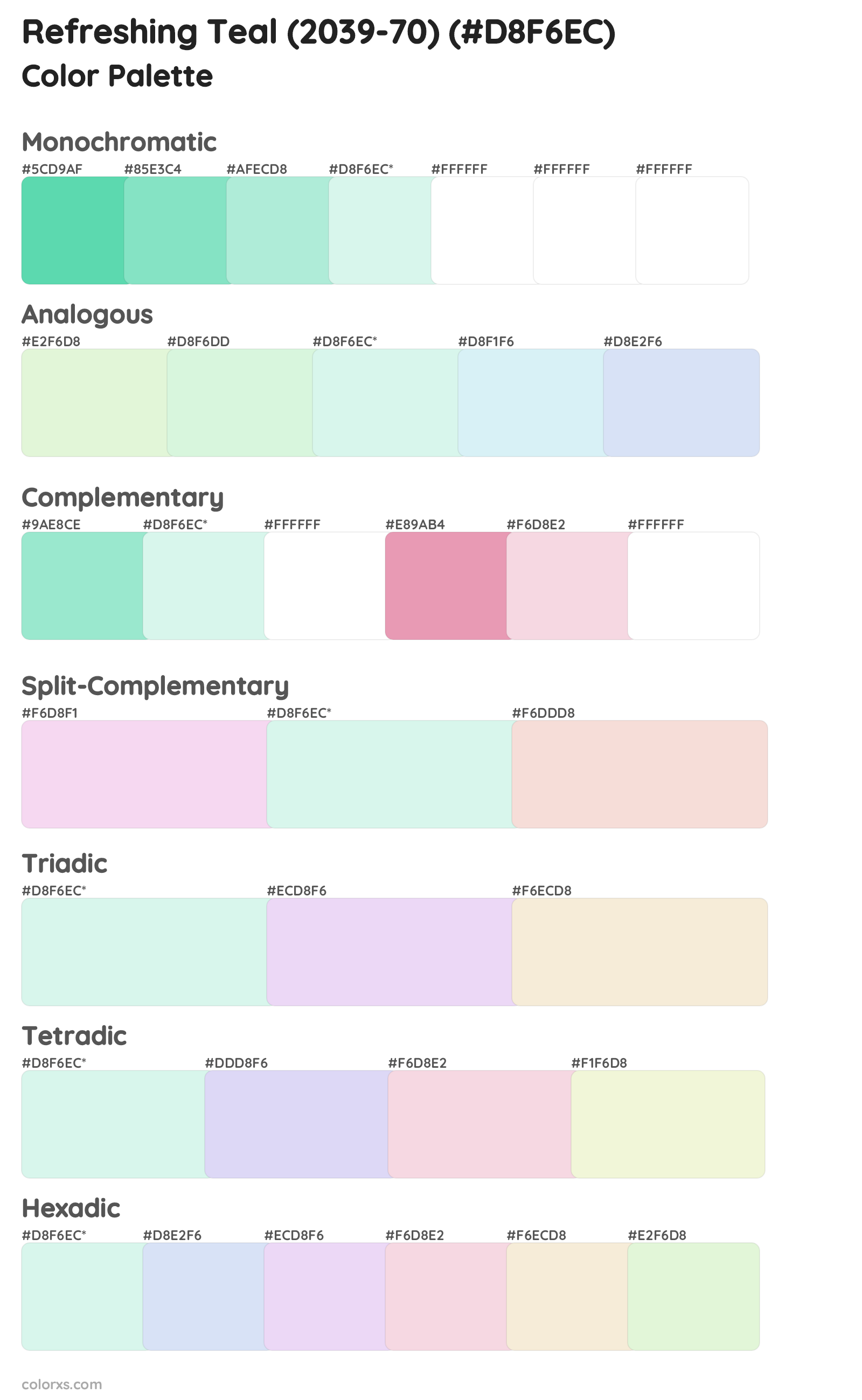 Refreshing Teal (2039-70) Color Scheme Palettes