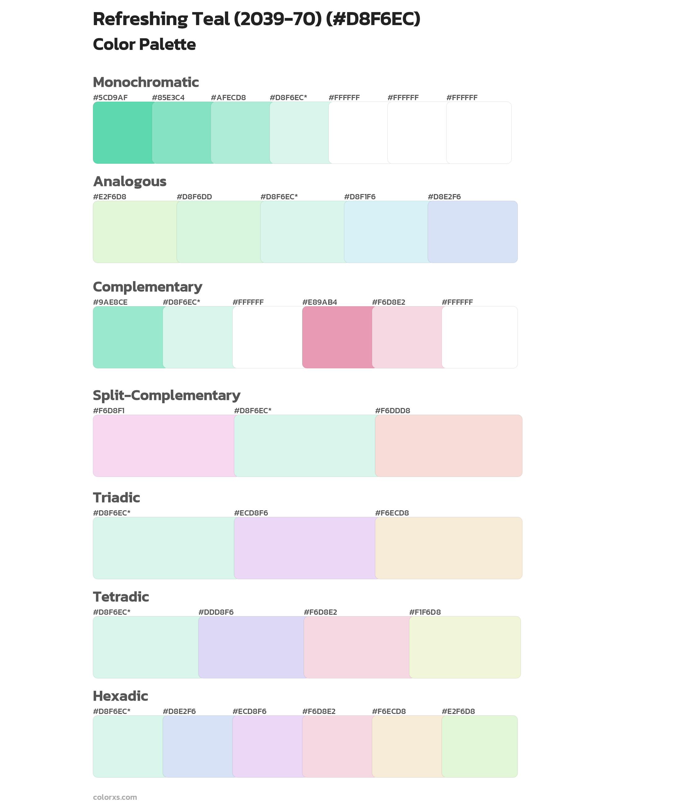 Refreshing Teal (2039-70) Color Scheme Palettes
