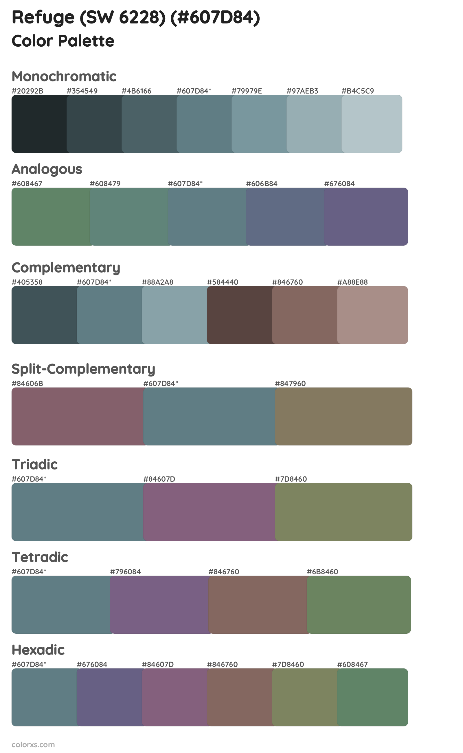 Refuge (SW 6228) Color Scheme Palettes