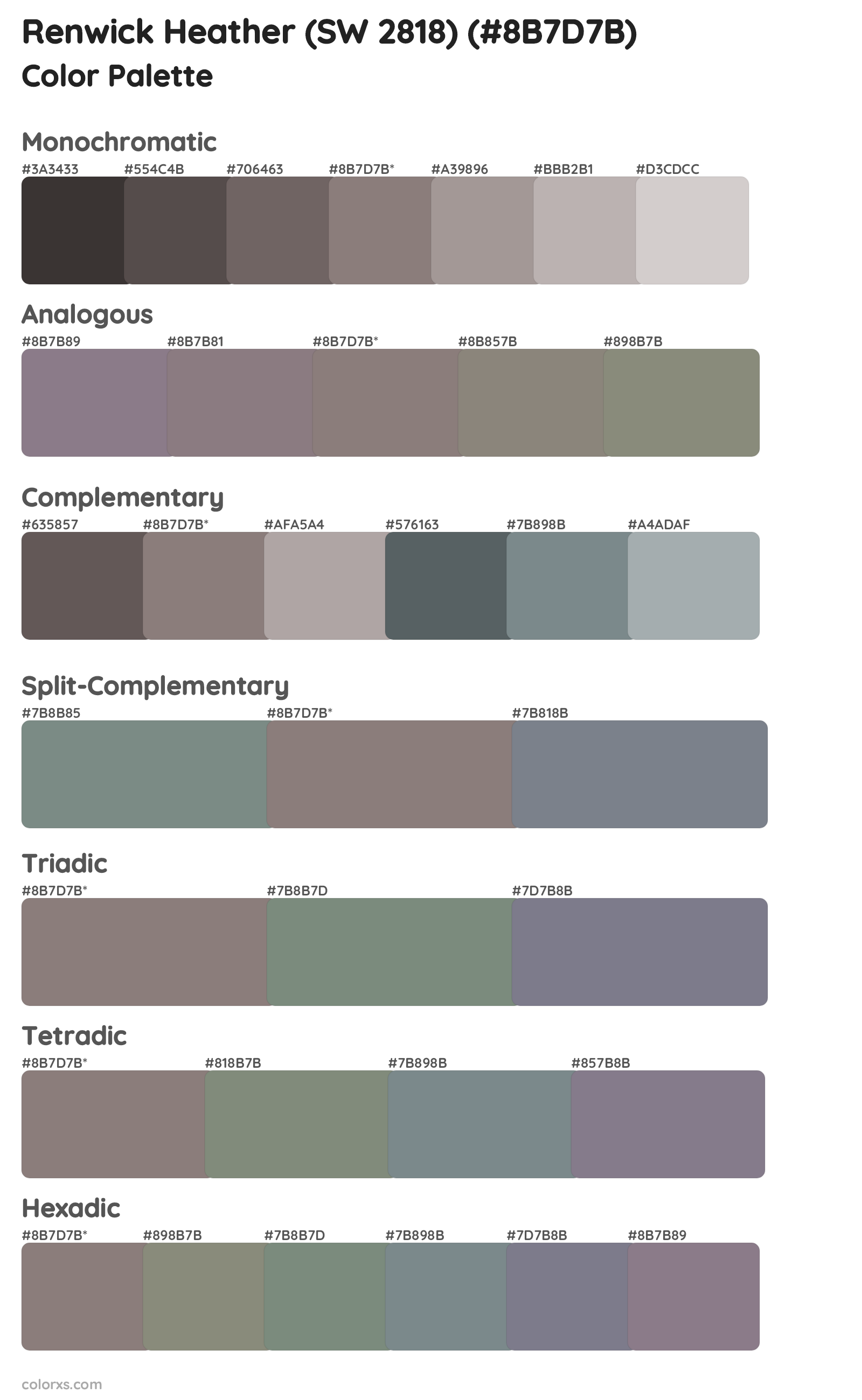 Renwick Heather (SW 2818) Color Scheme Palettes