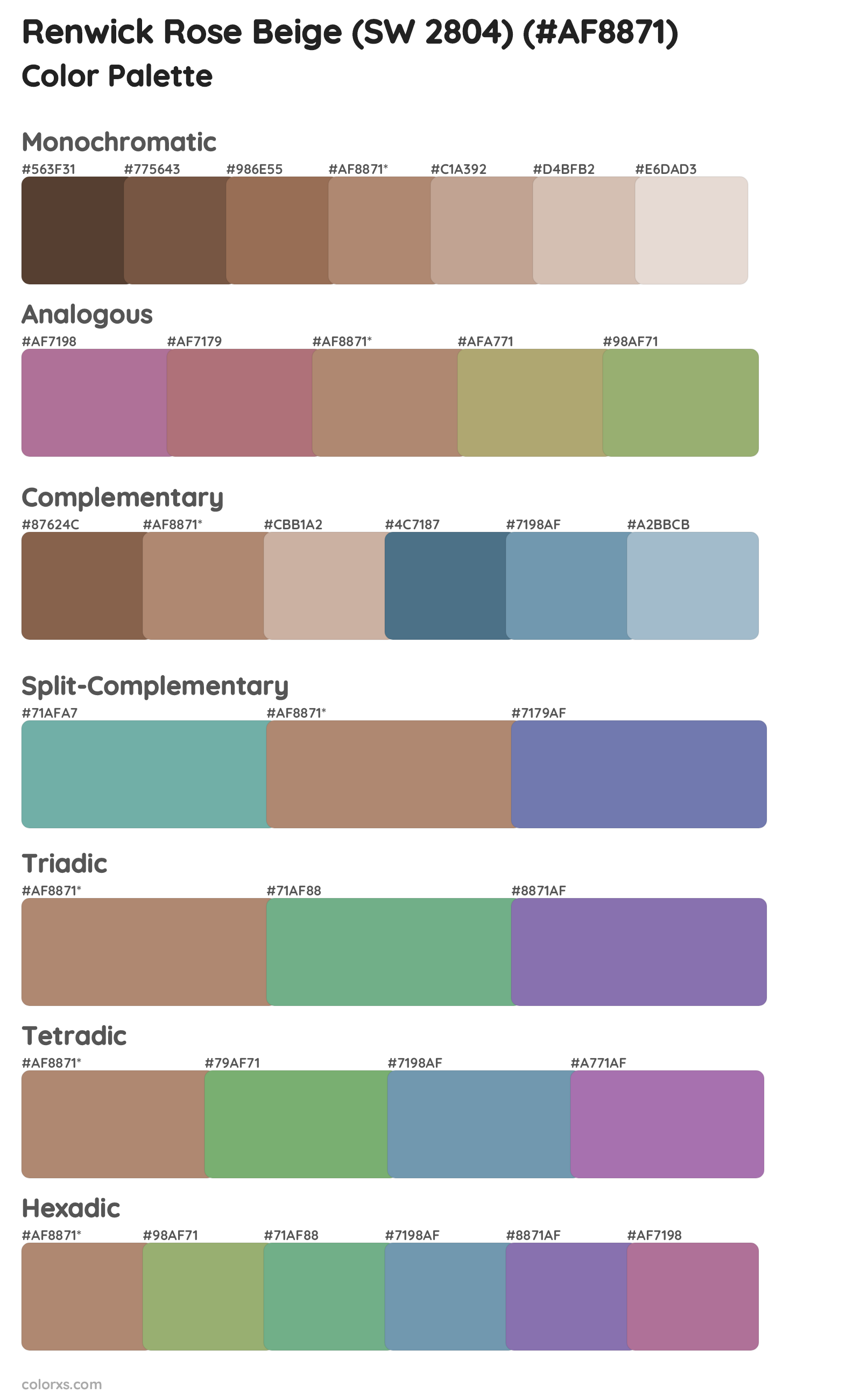 Renwick Rose Beige (SW 2804) Color Scheme Palettes