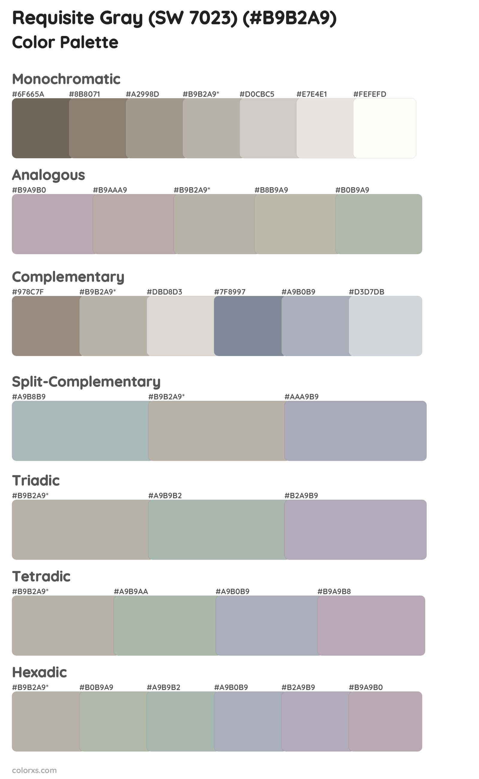 Requisite Gray (SW 7023) Color Scheme Palettes