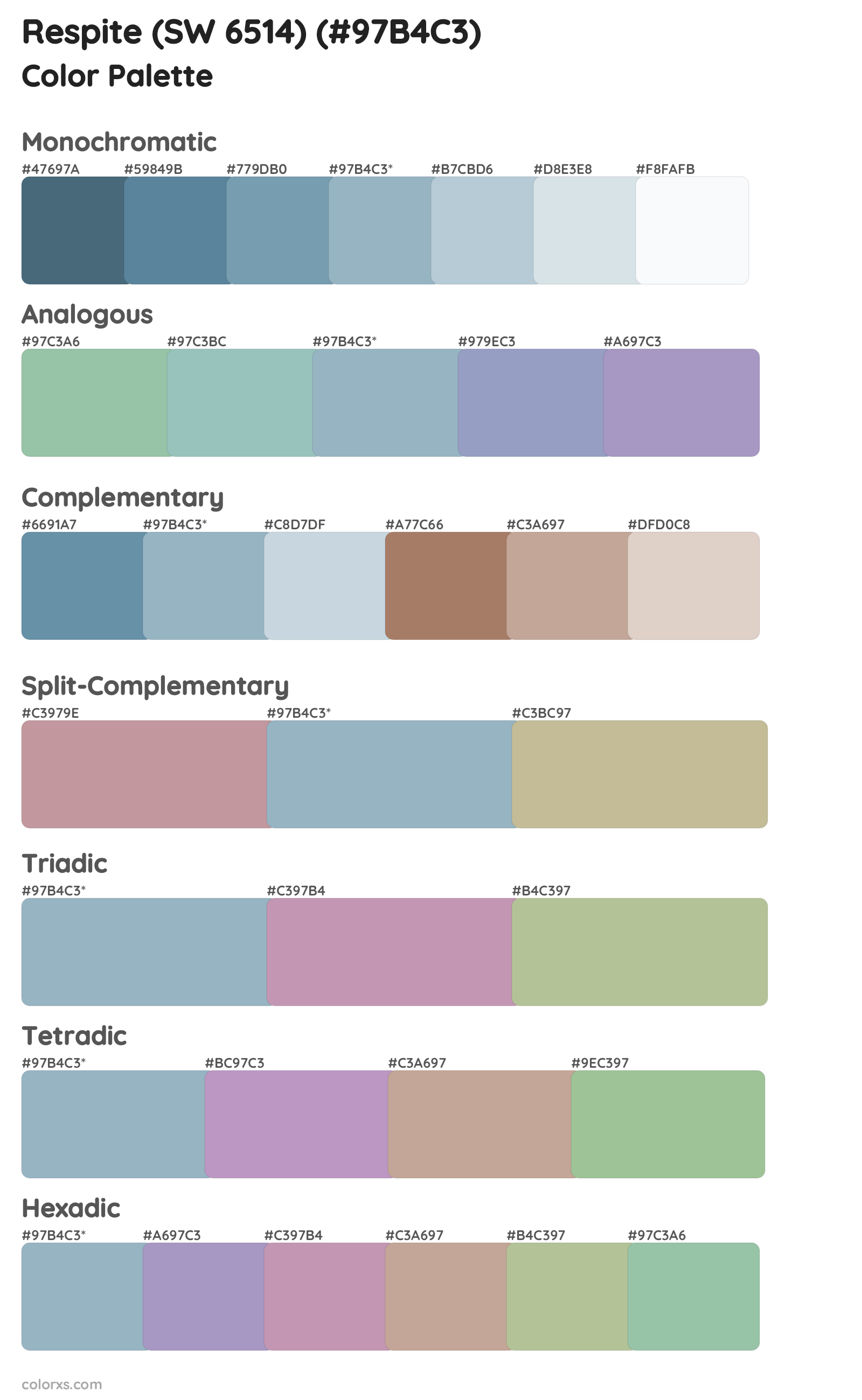 Respite (SW 6514) Color Scheme Palettes