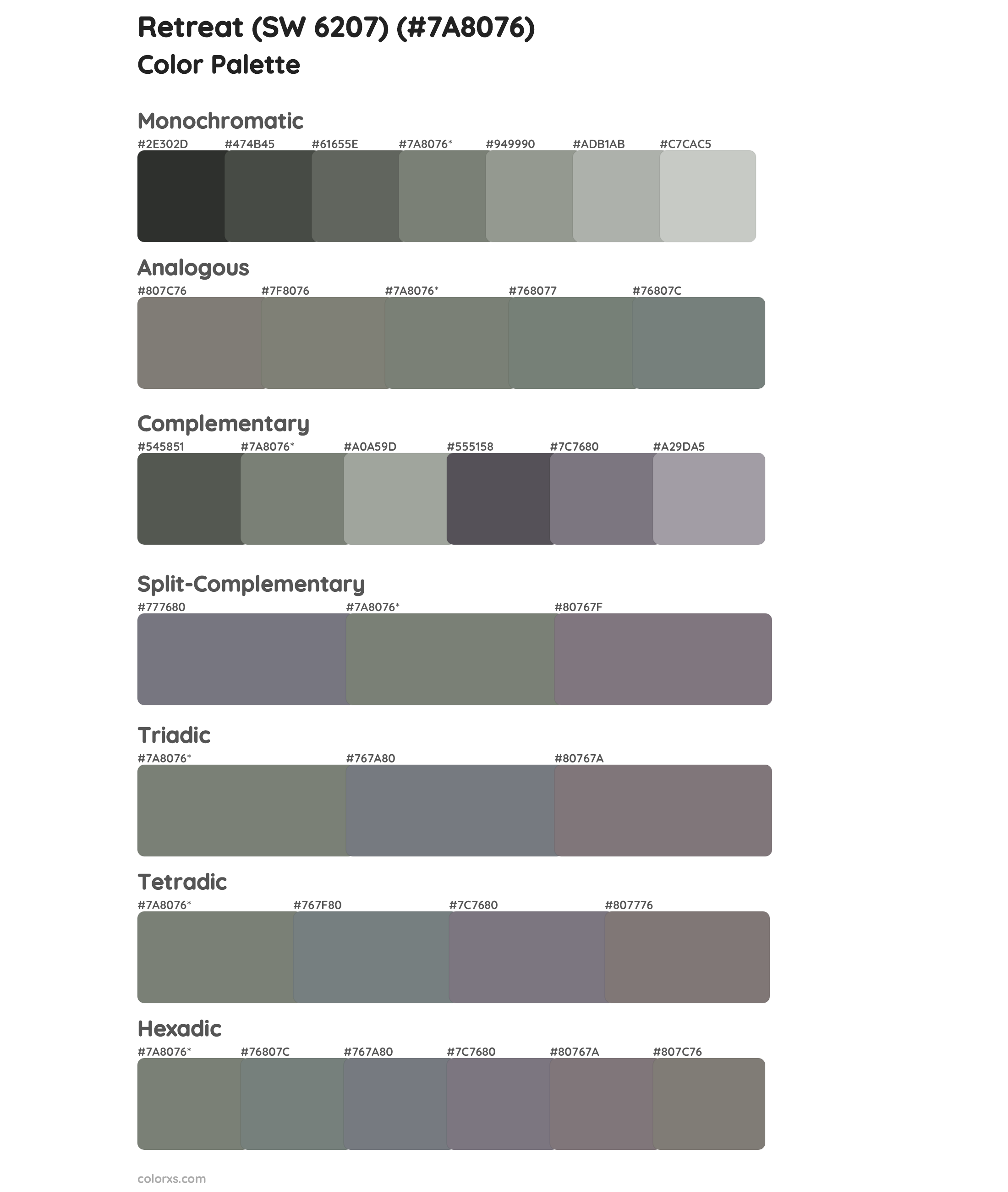 Retreat (SW 6207) Color Scheme Palettes