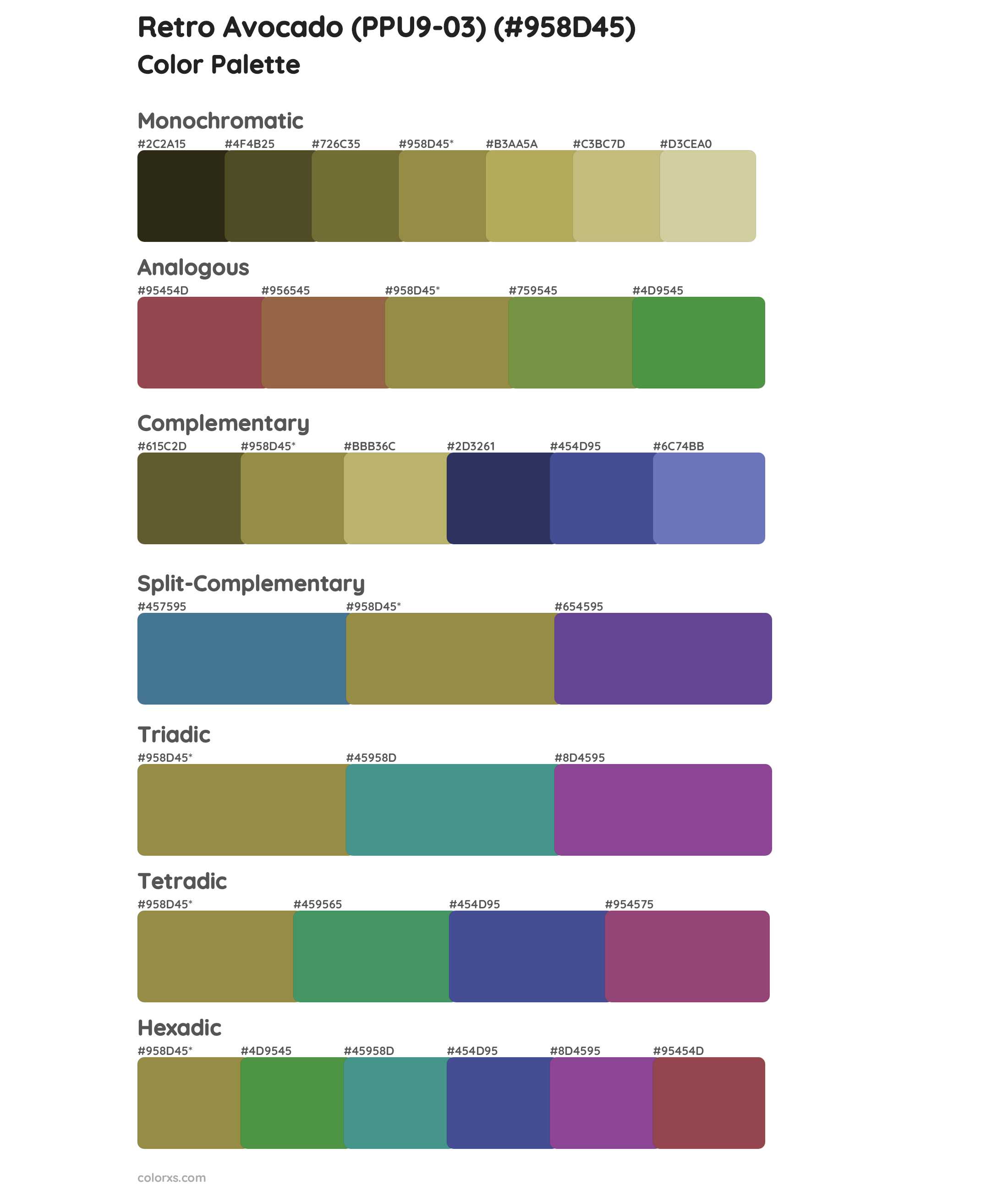 Retro Avocado (PPU9-03) Color Scheme Palettes