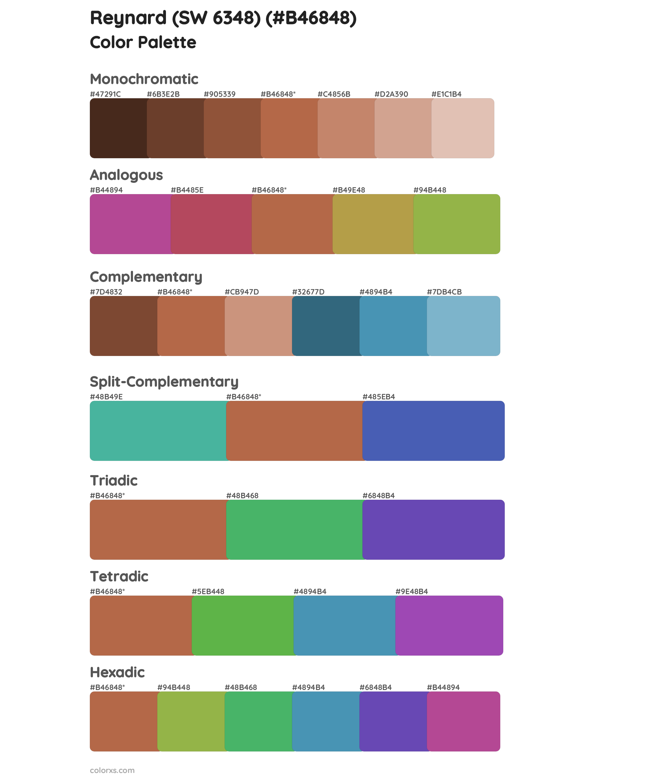 Reynard (SW 6348) Color Scheme Palettes