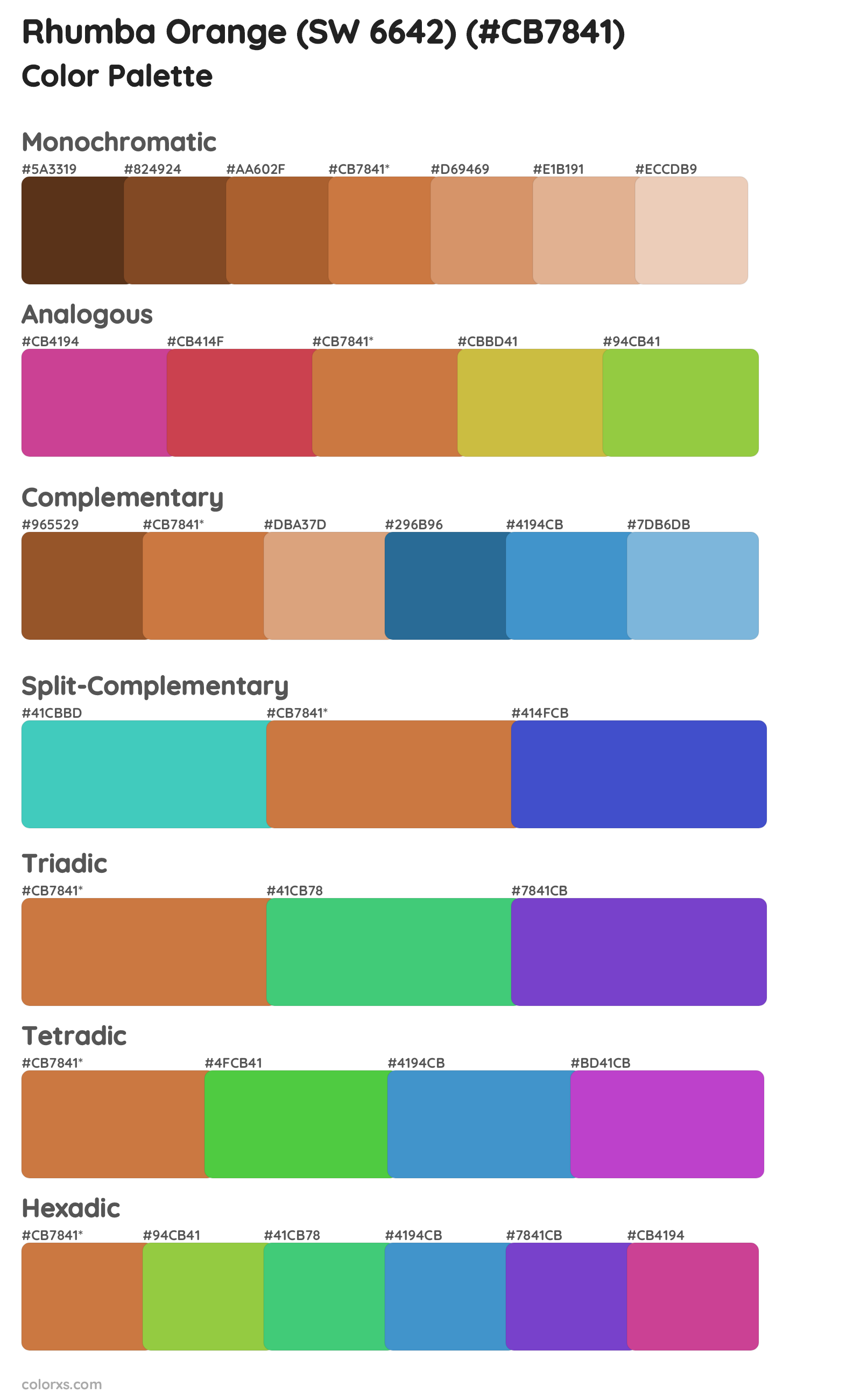 Rhumba Orange (SW 6642) Color Scheme Palettes