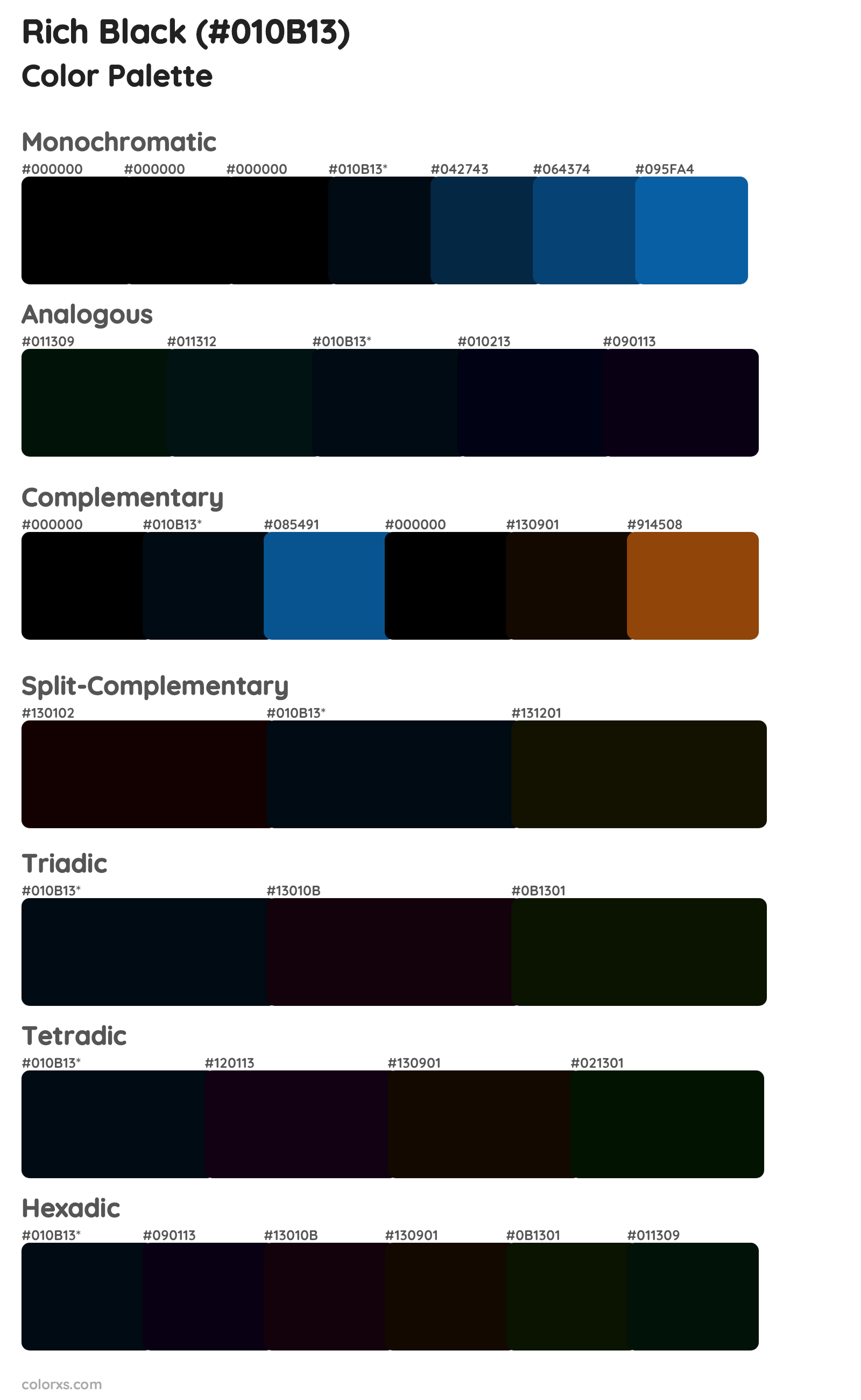Rich Black Color Scheme Palettes