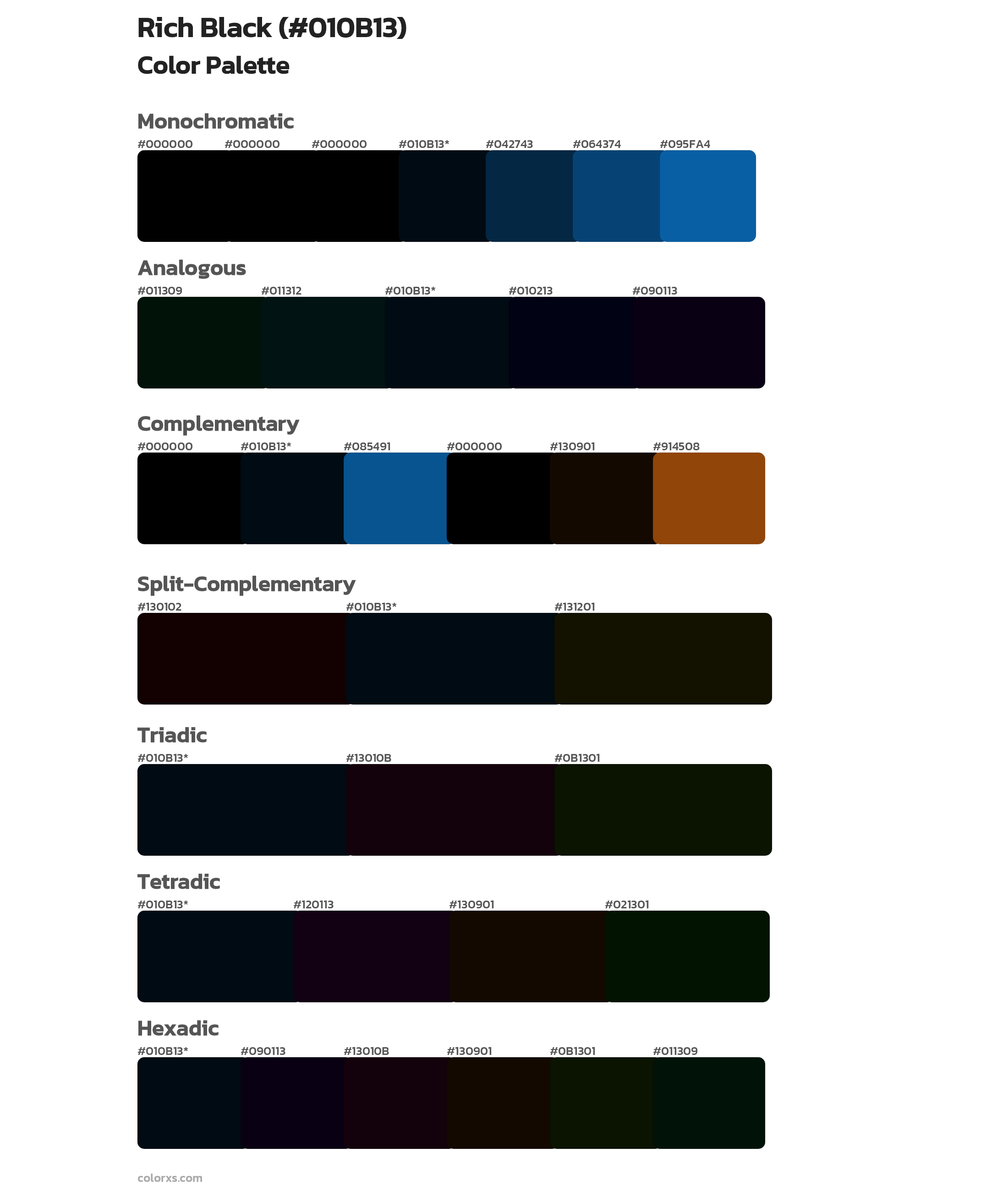 Rich Black Color Scheme Palettes