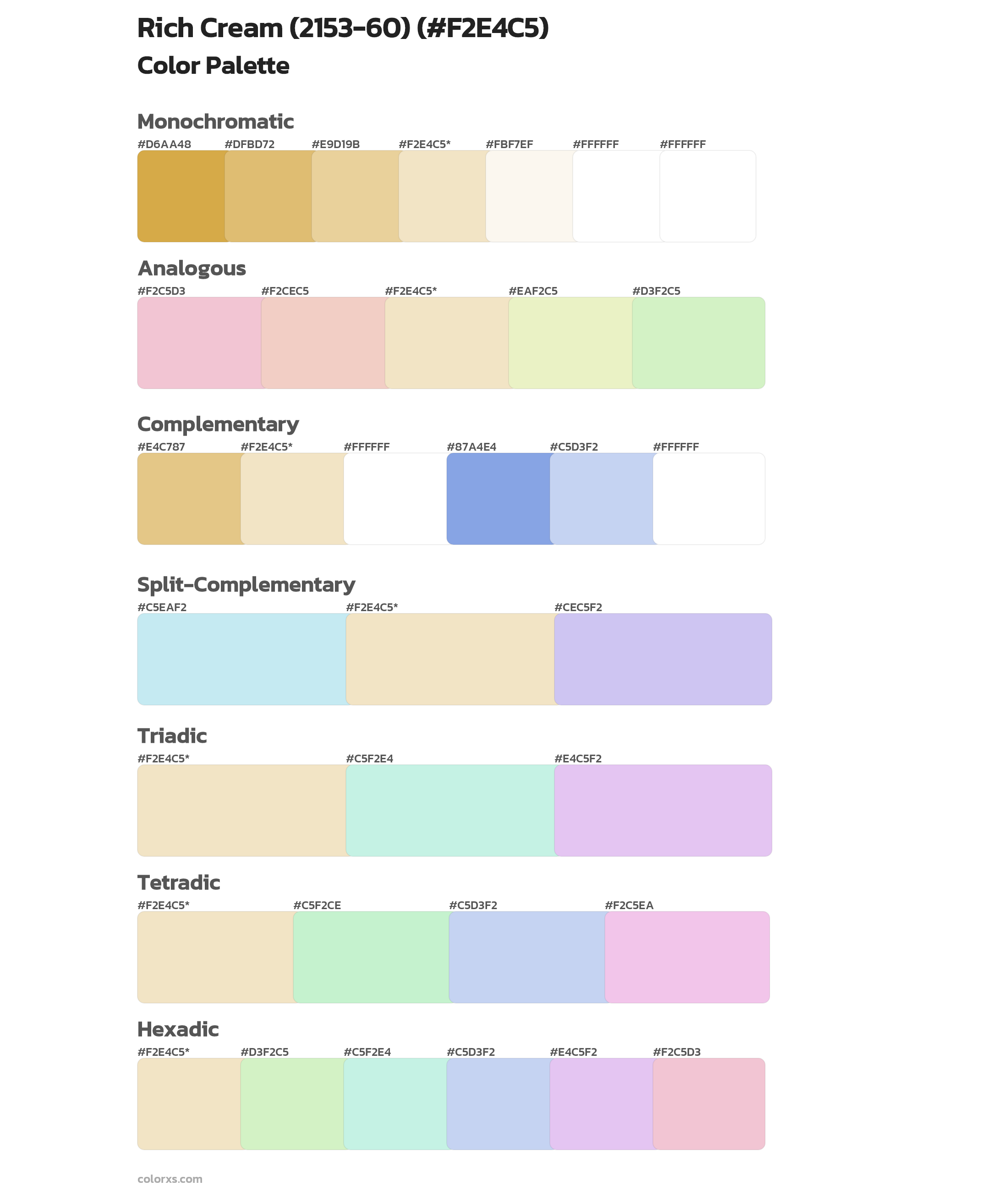 Rich Cream (2153-60) Color Scheme Palettes