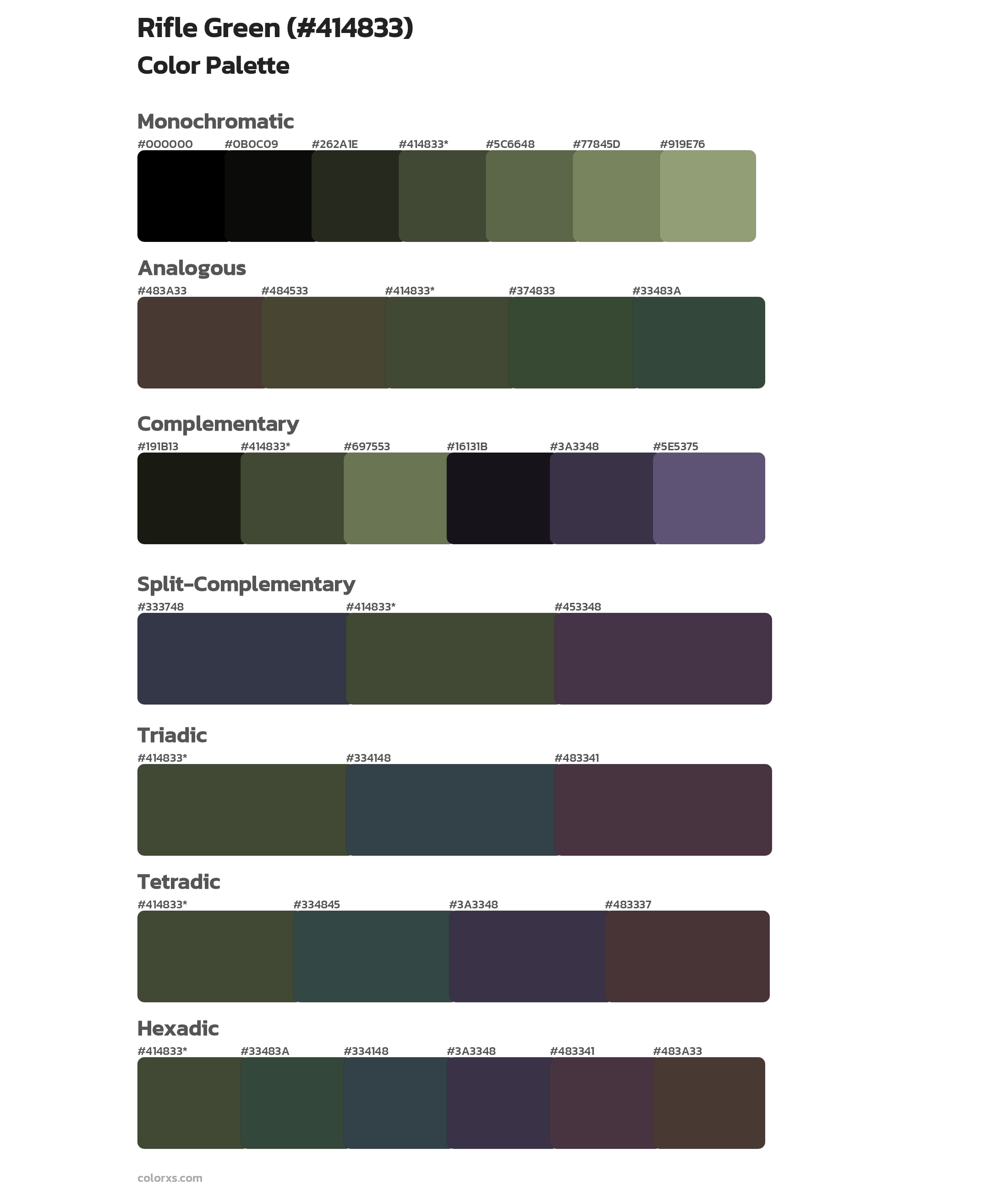 Rifle Green Color Scheme Palettes