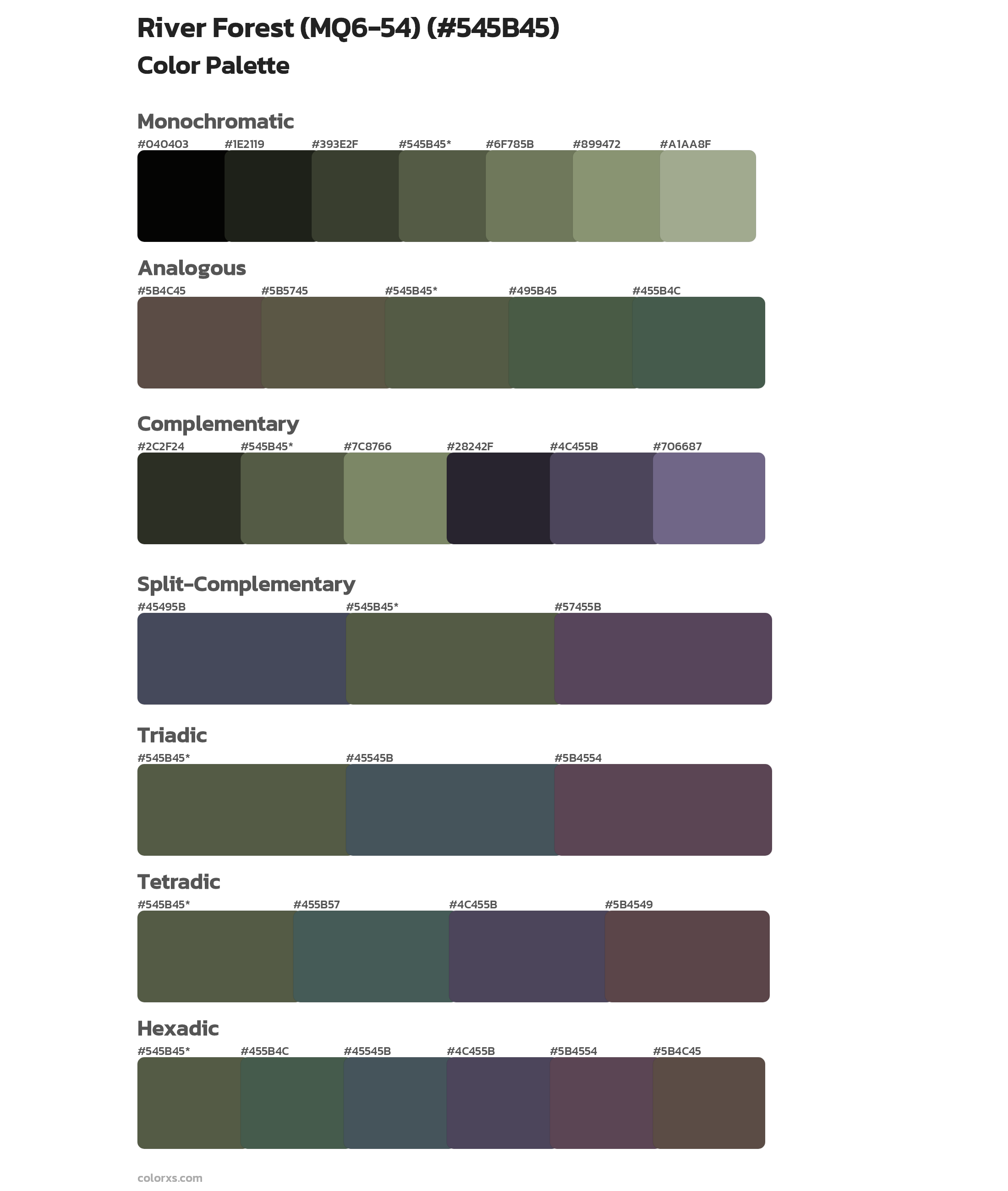 River Forest (MQ6-54) Color Scheme Palettes