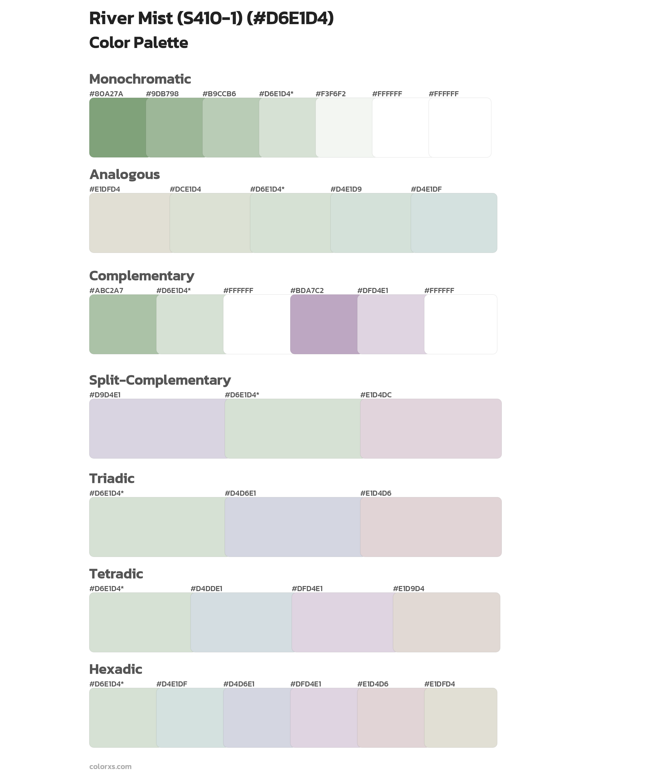 River Mist (S410-1) Color Scheme Palettes