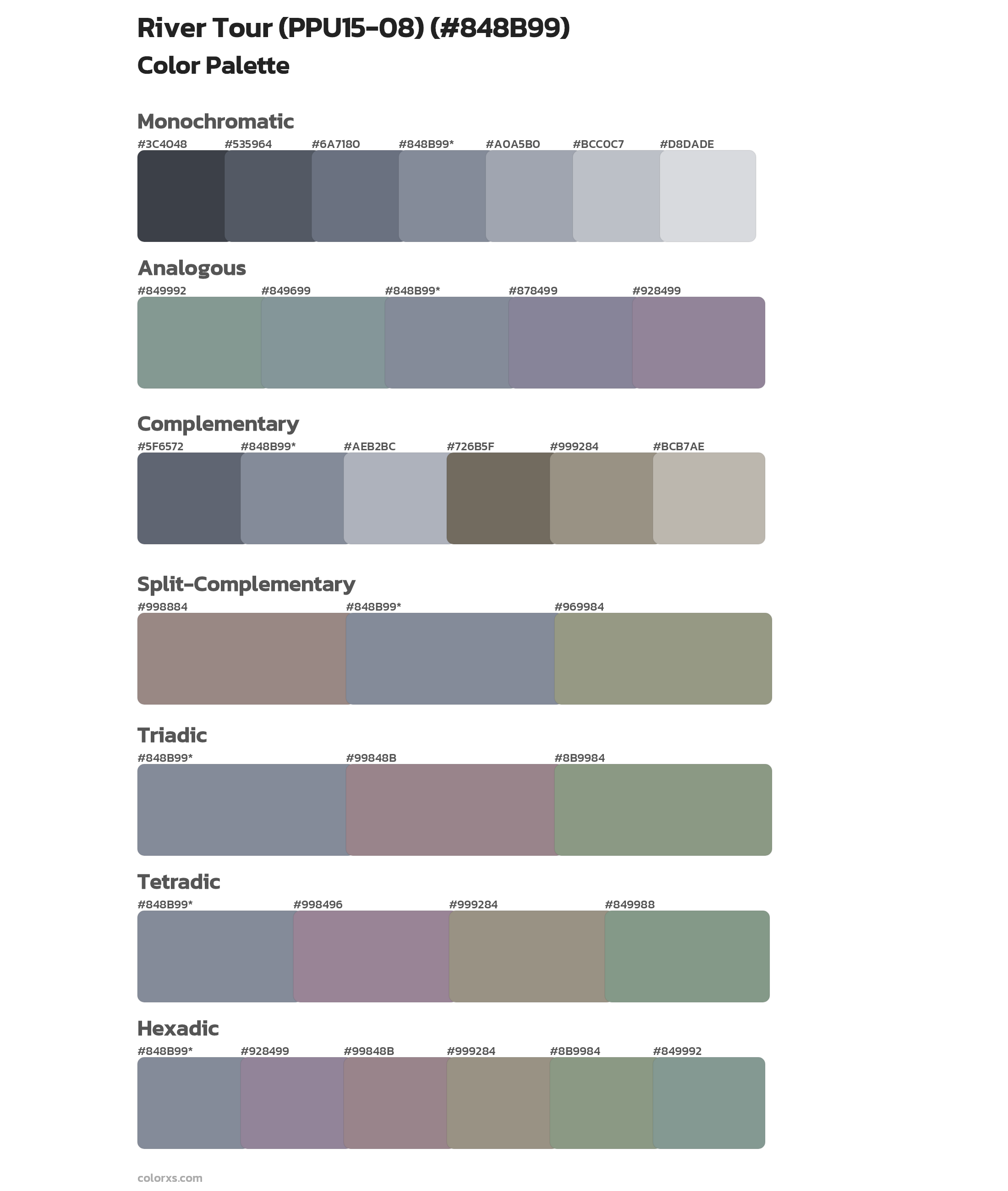 River Tour (PPU15-08) Color Scheme Palettes
