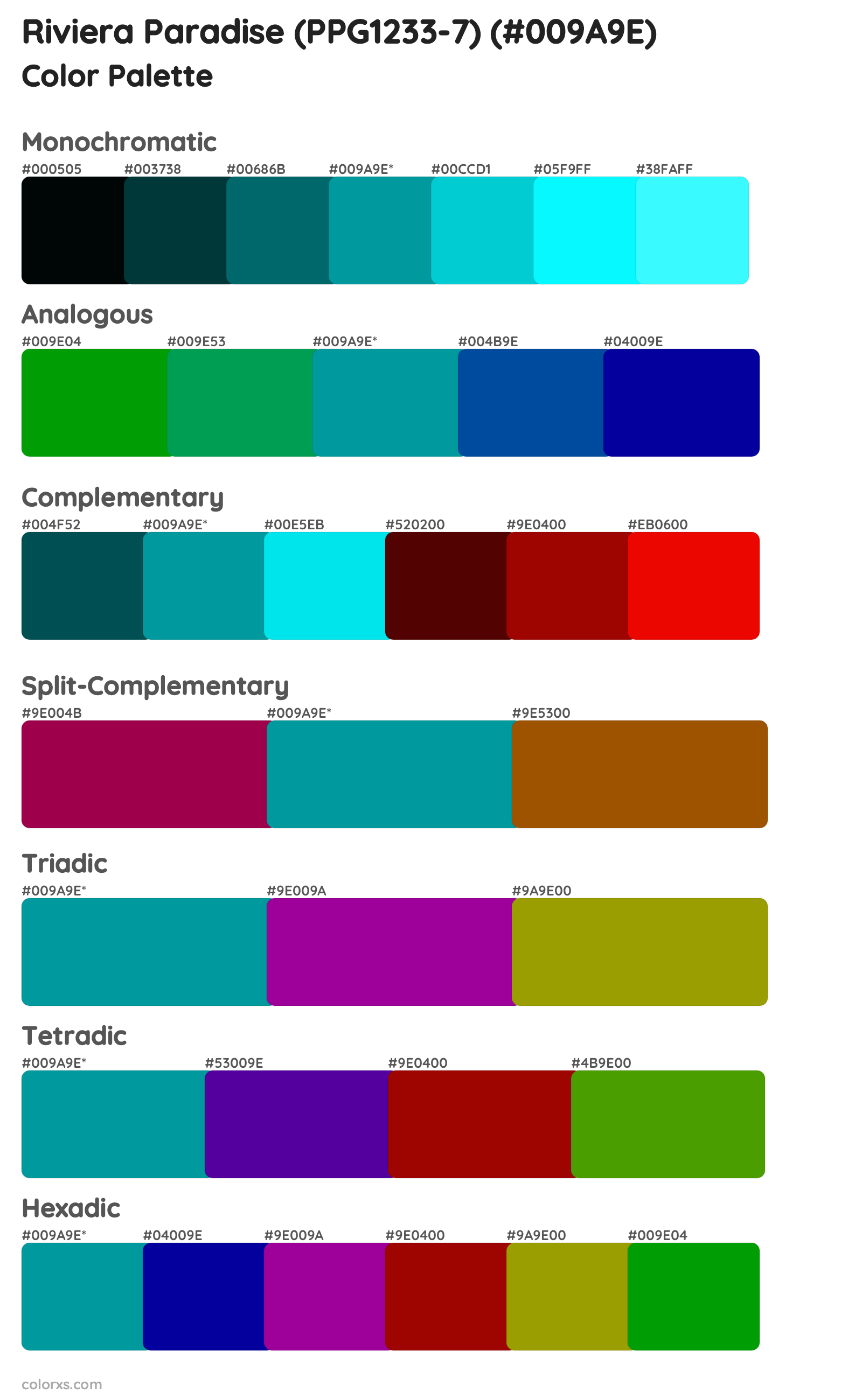 Riviera Paradise (PPG1233-7) Color Scheme Palettes