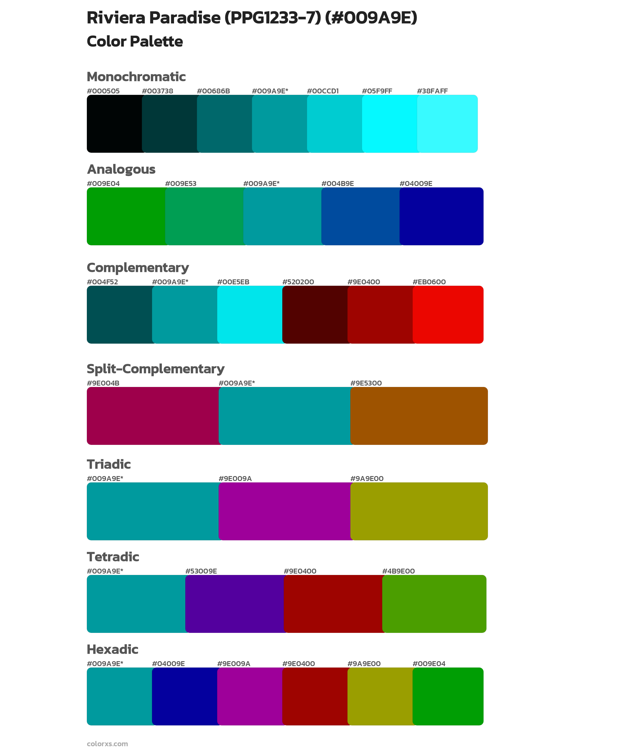 Riviera Paradise (PPG1233-7) Color Scheme Palettes