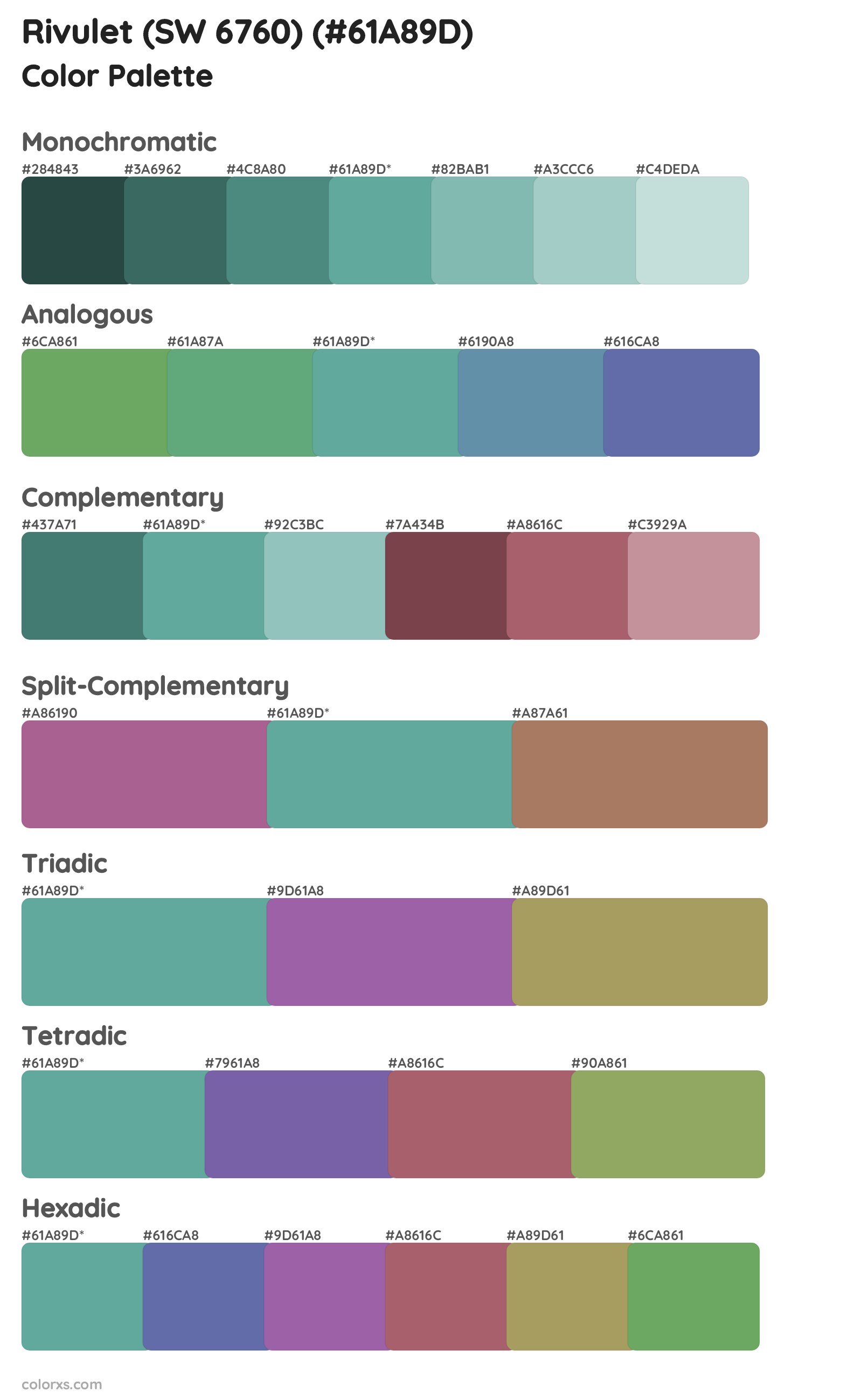 Rivulet (SW 6760) Color Scheme Palettes