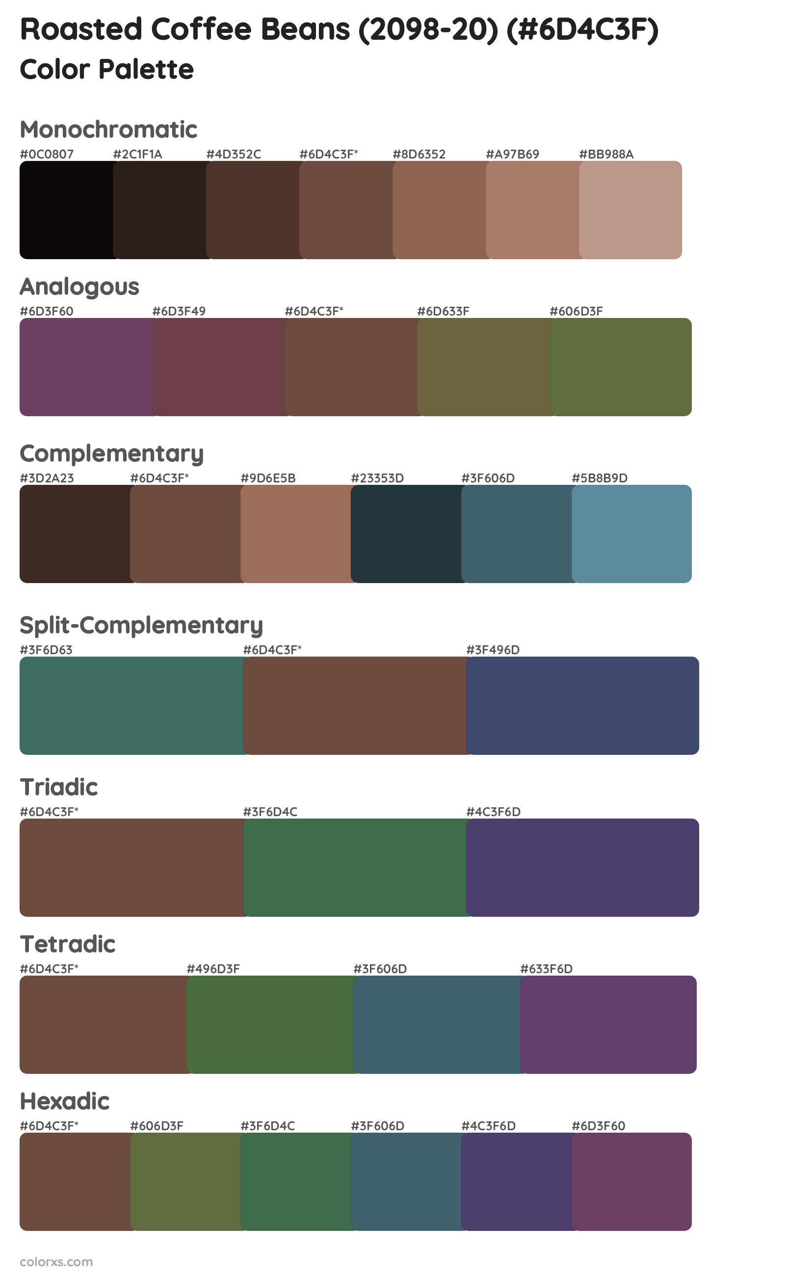 Roasted Coffee Beans (2098-20) Color Scheme Palettes