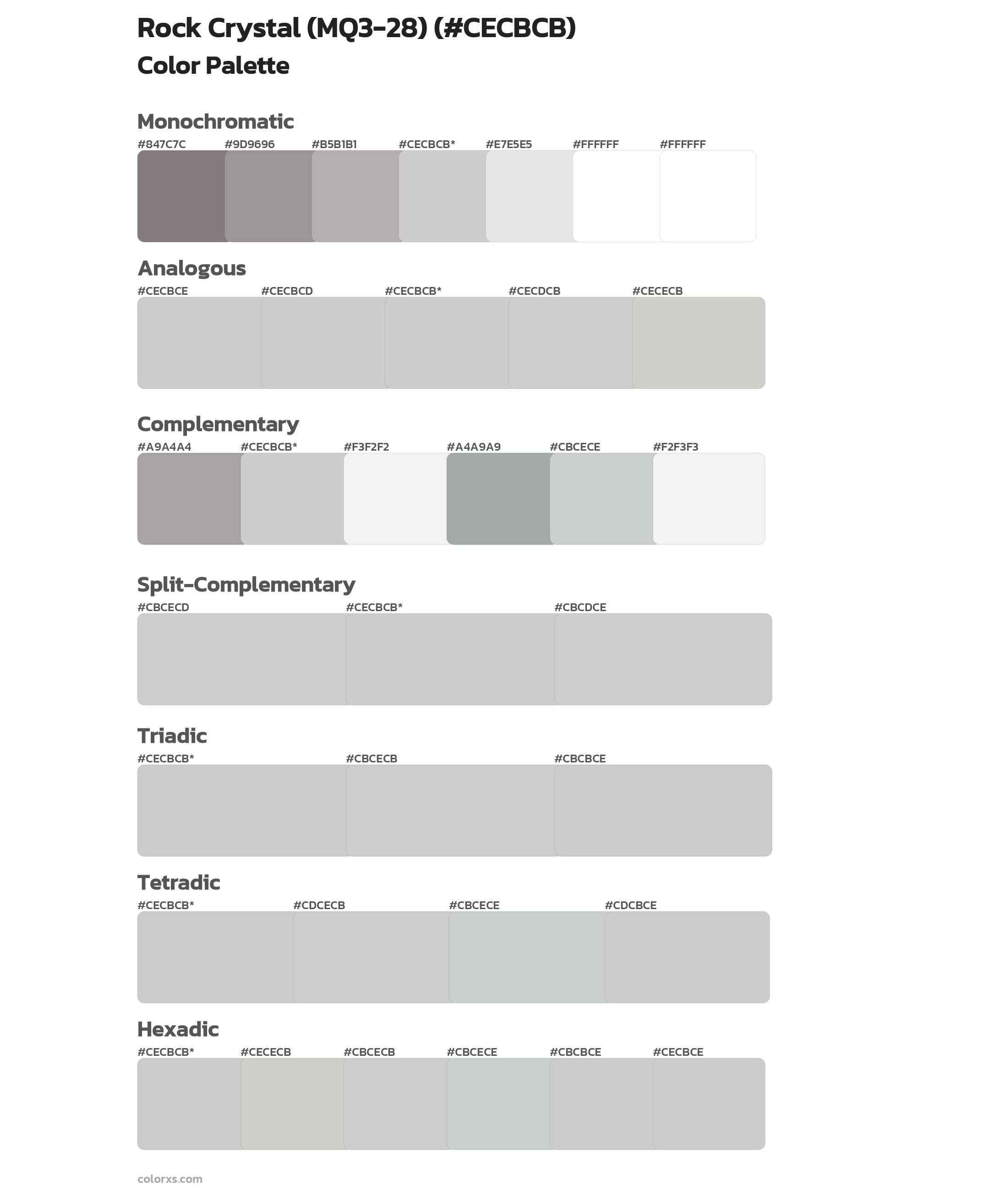 Rock Crystal (MQ3-28) Color Scheme Palettes