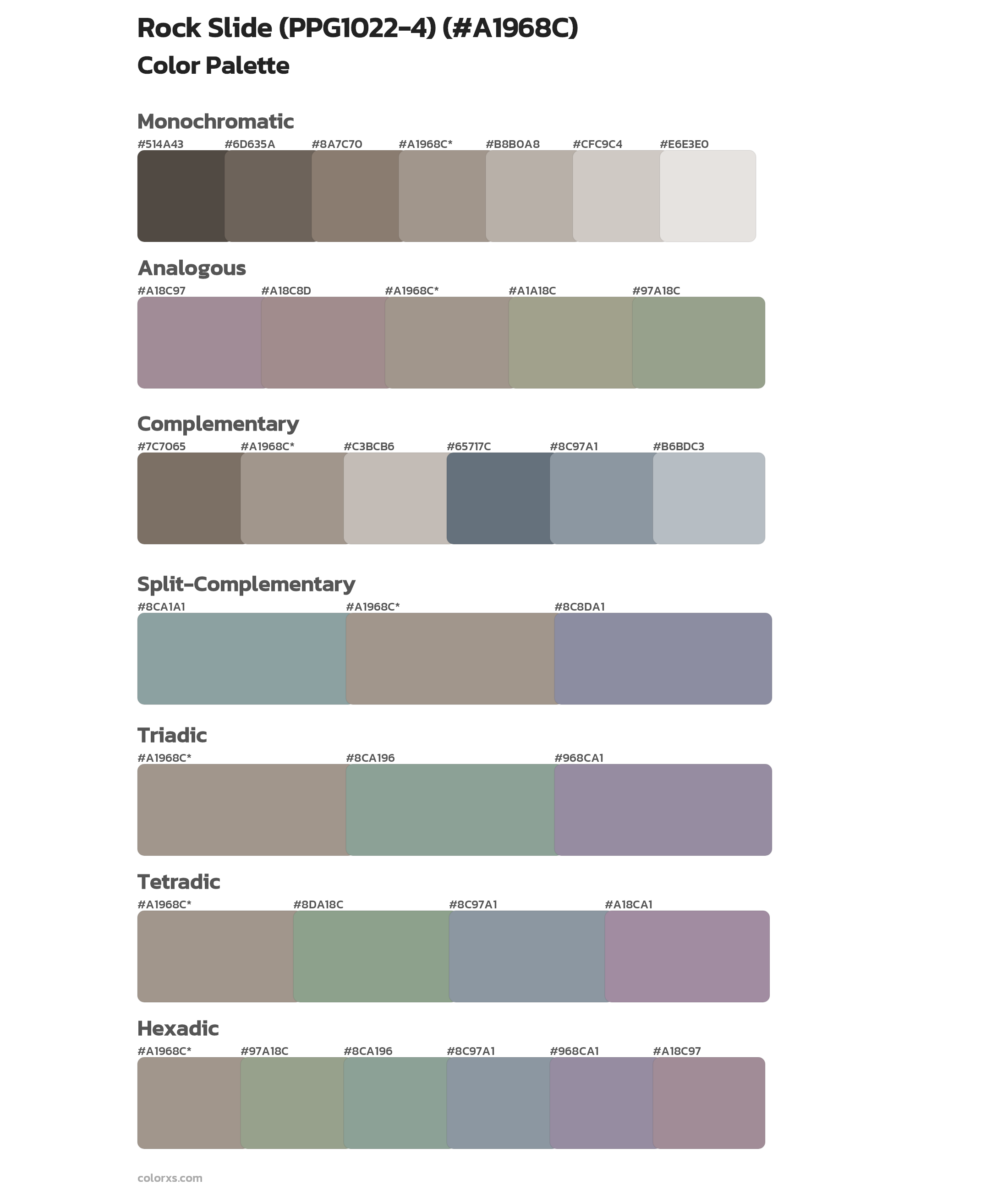 Rock Slide (PPG1022-4) Color Scheme Palettes